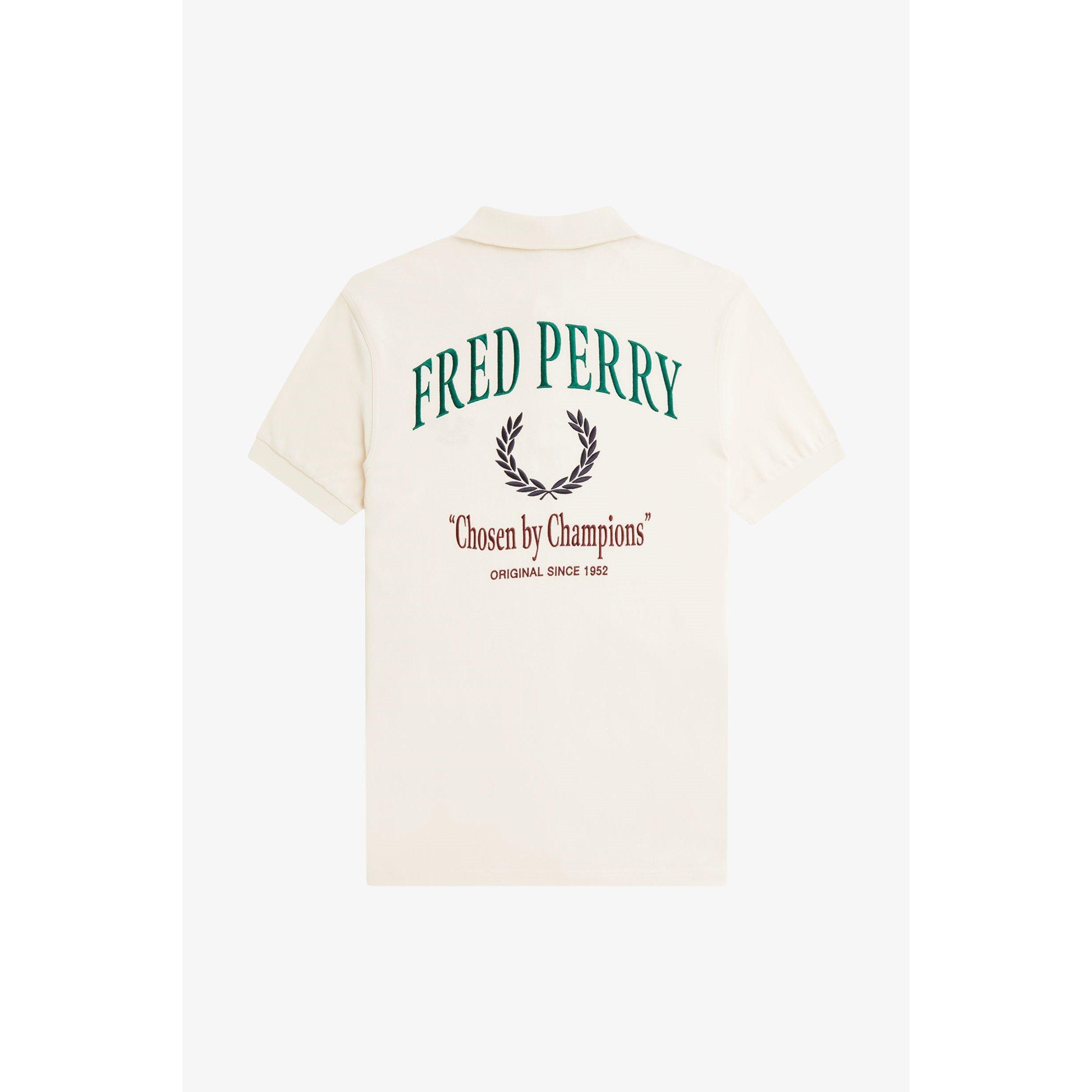 Ecru 560 - Fred Perry - Men's Club Back Print Short-Sleeve Polo Shirt - 7