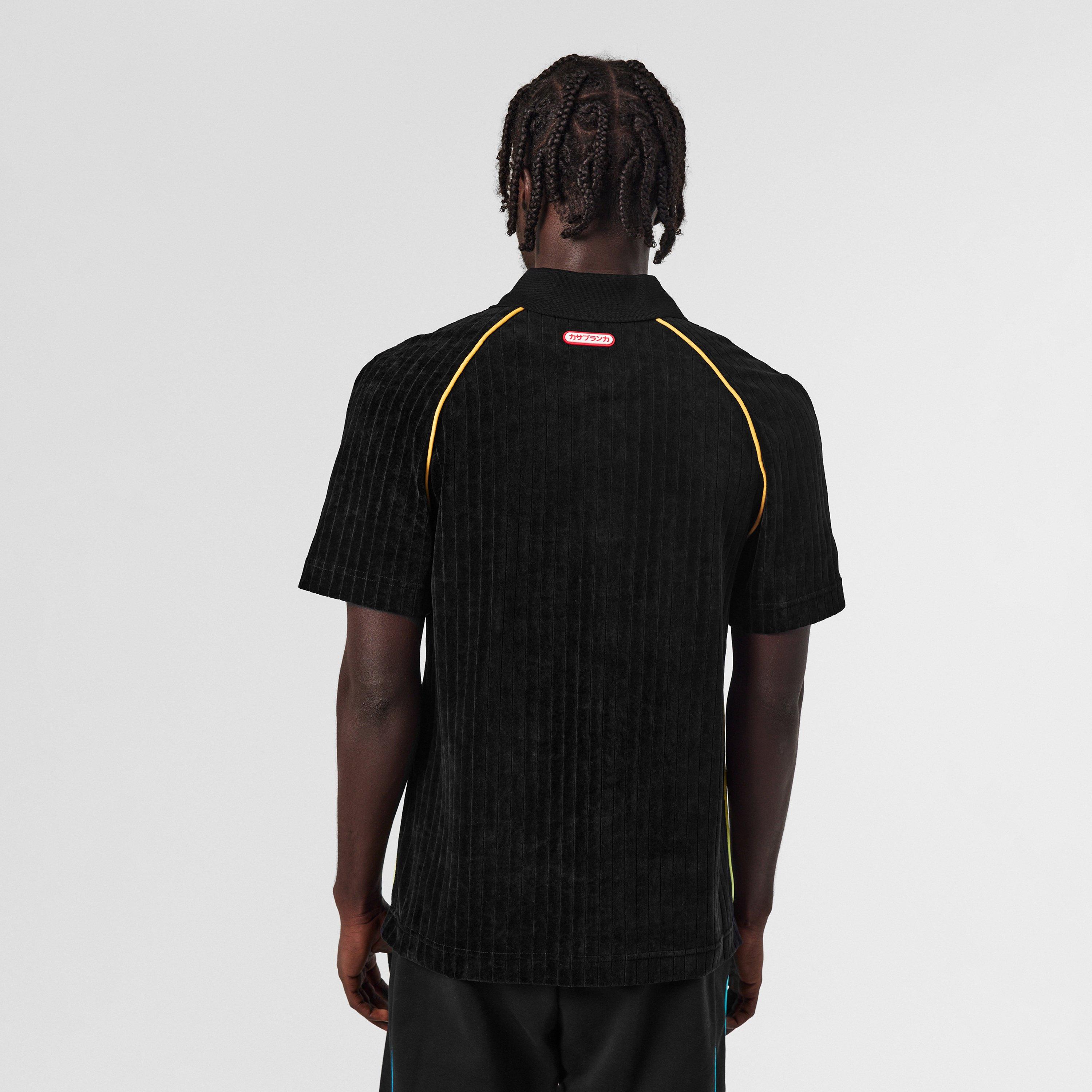 Black - Casablanca - Men's Velour Short Sleeve Polo Shirt - 4