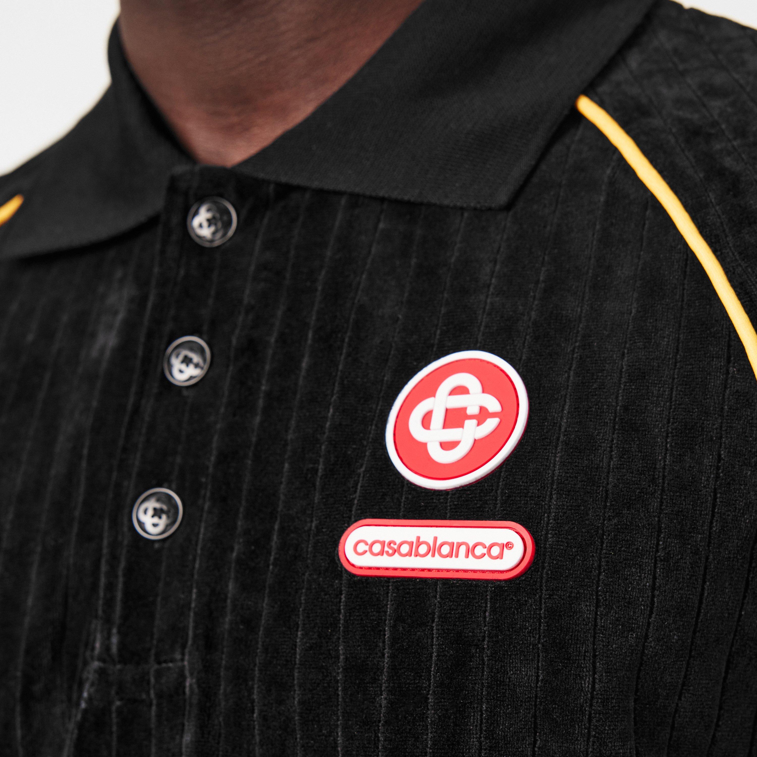 Black - Casablanca - Men's Velour Short Sleeve Polo Shirt - 5