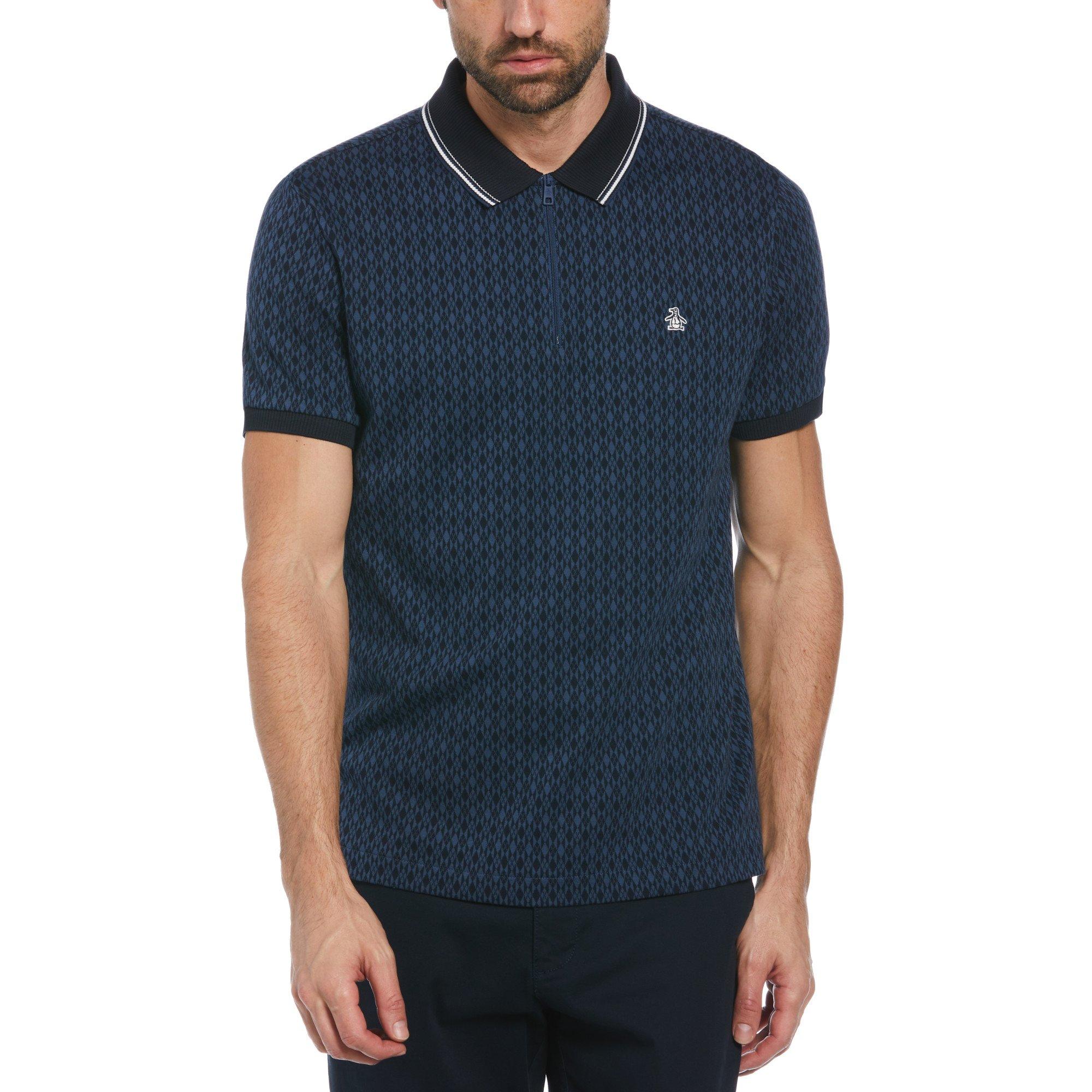 Original Penguin Men's All Over Print Short-Sleeve Polo Shirt - Sargasso Sea - Small