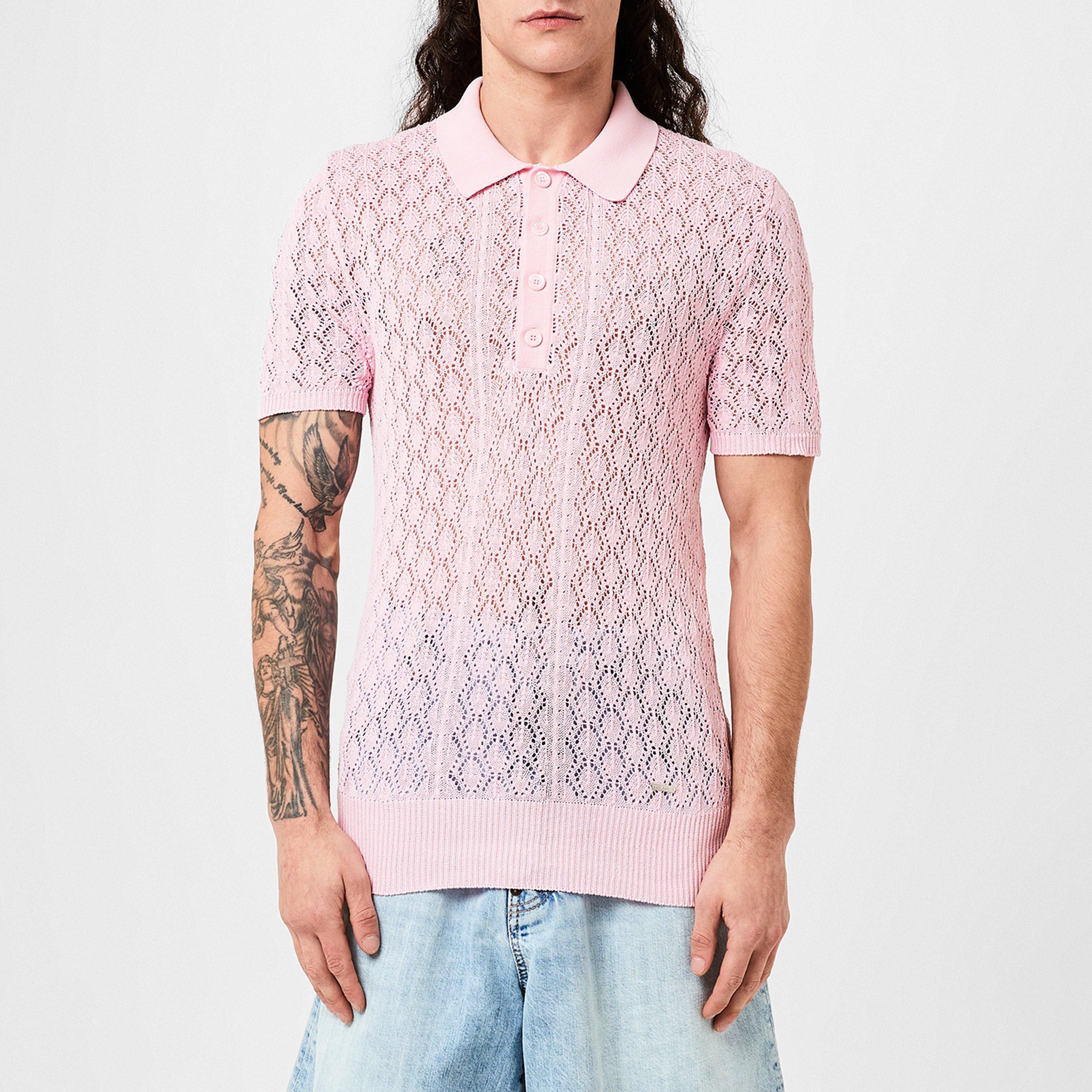 Sweet Lilac - DSquared2 - Men's Knitted Short-Sleeve Polo Shirt - 3