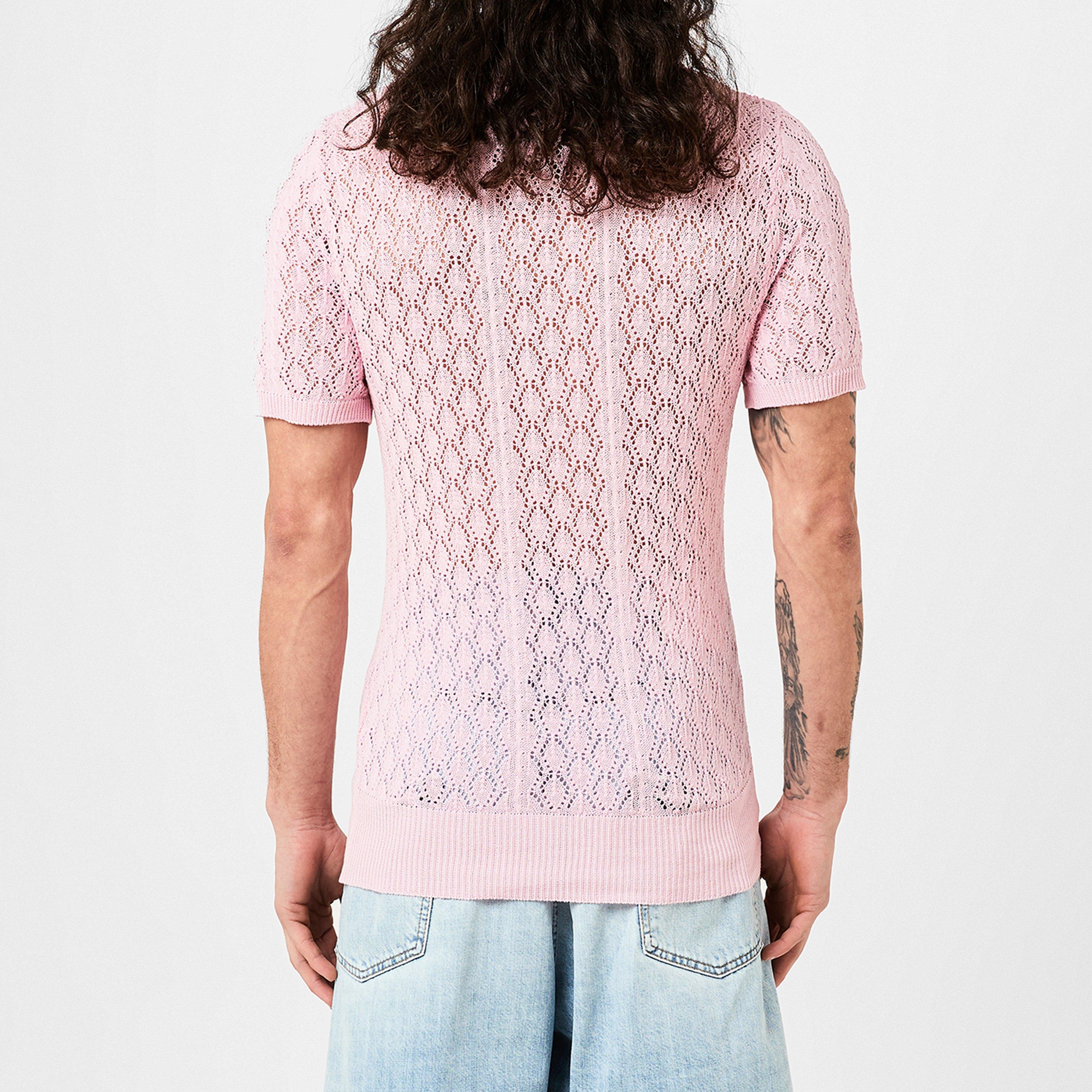 Sweet Lilac - DSquared2 - Men's Knitted Short-Sleeve Polo Shirt - 4