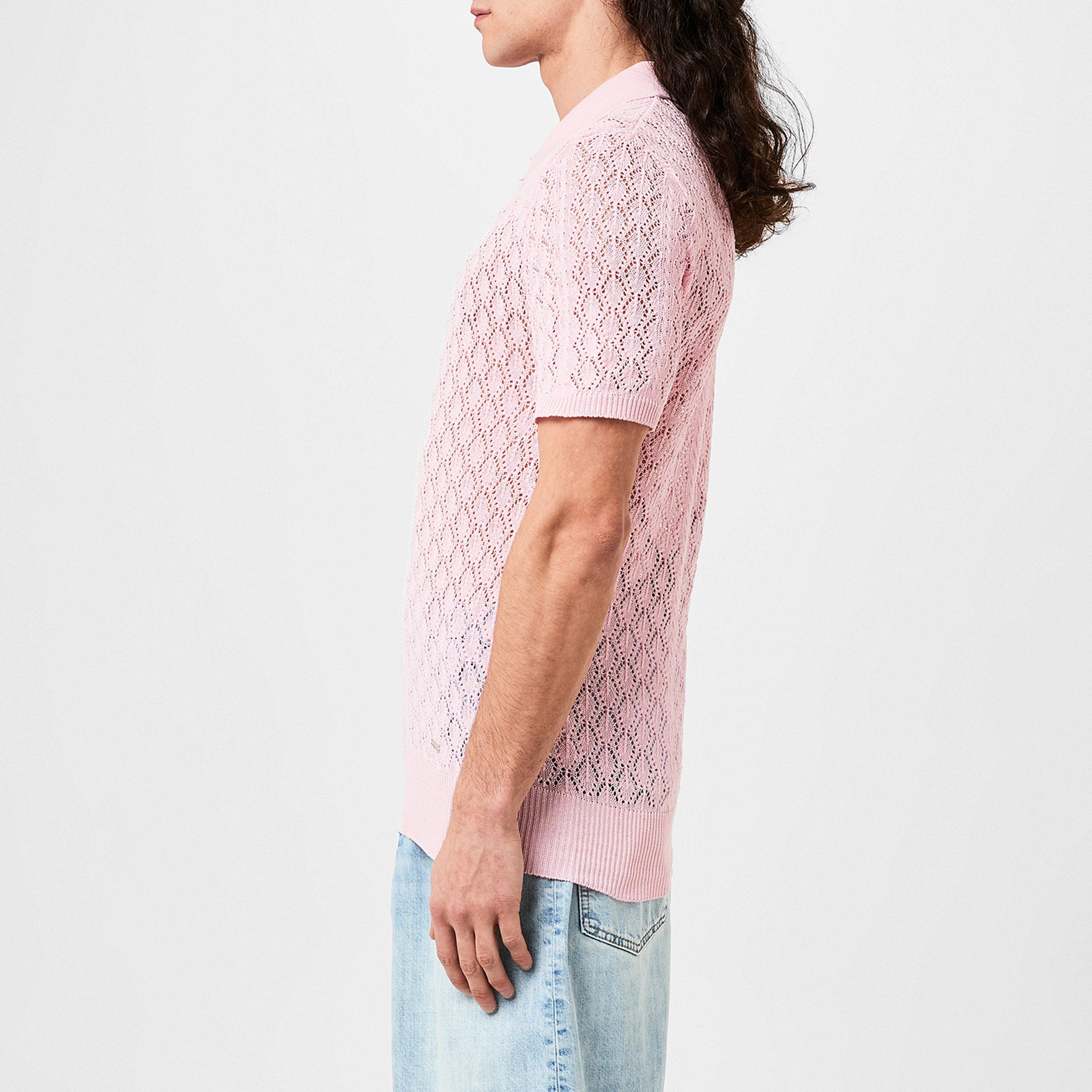 Sweet Lilac - DSquared2 - Men's Knitted Short-Sleeve Polo Shirt - 5