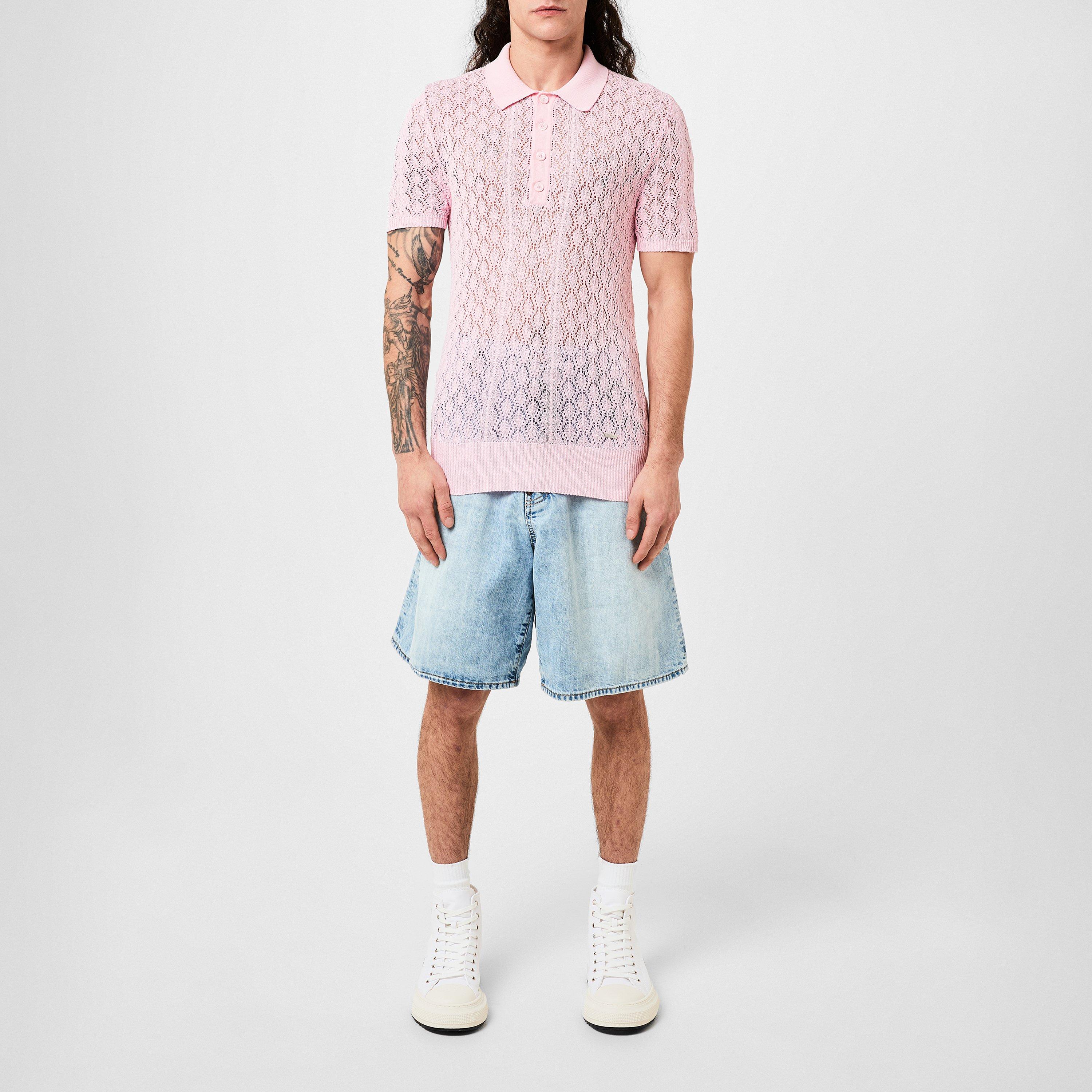 Sweet Lilac - DSquared2 - Men's Knitted Short-Sleeve Polo Shirt - 6