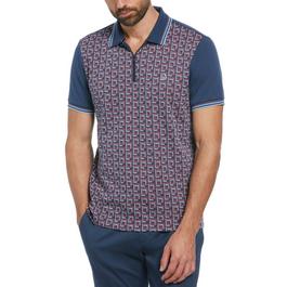 Original Penguin Jacquard Quarter Zip Polo Shirt Mens