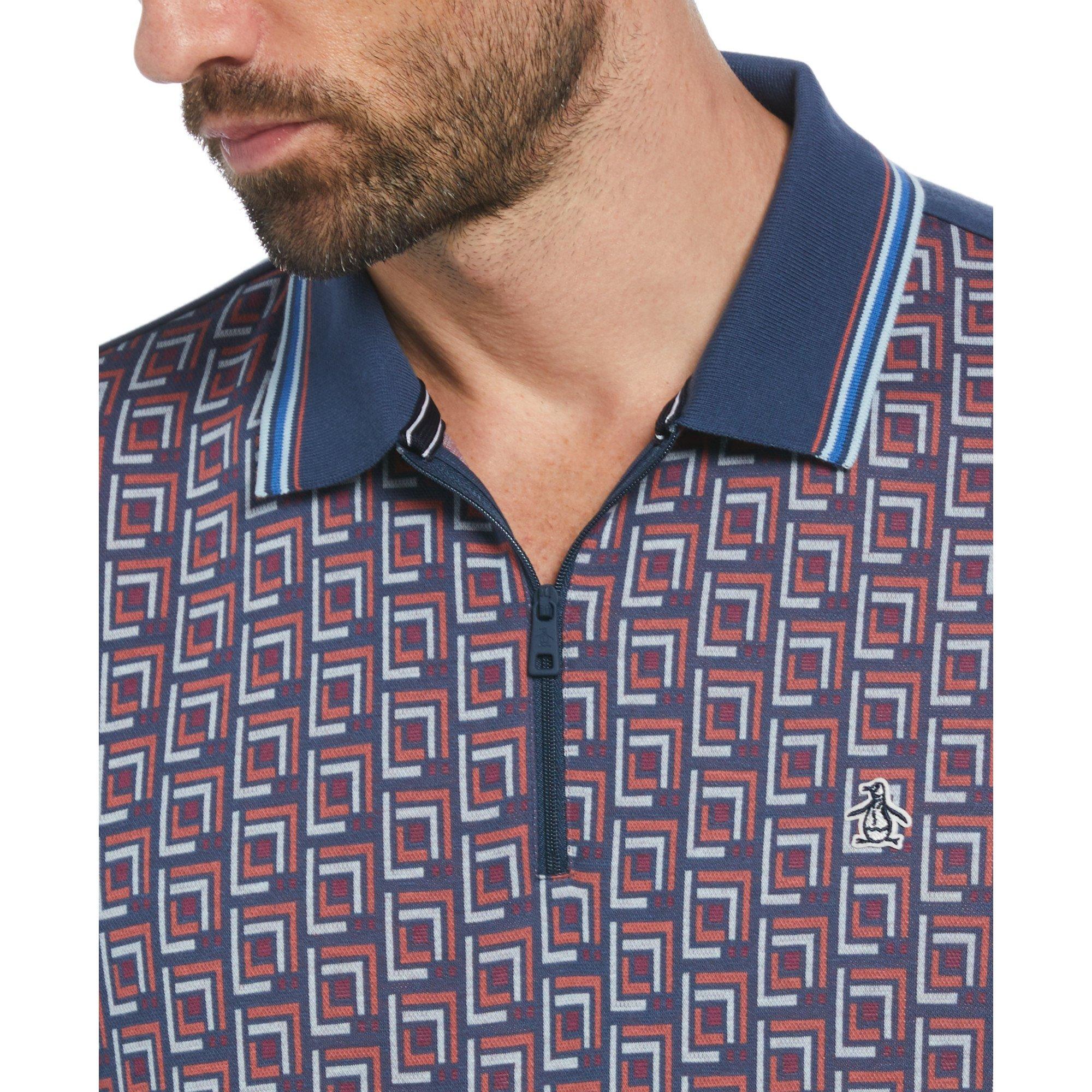Mare di Sargasso - Original Penguin - Jacquard Quarter-Zip Short-Sleeve Polo Shirt - 3