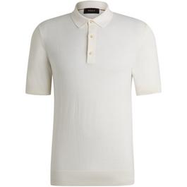 Boss Mixed Structure Polo Sweater In Silk And Cotton Mens