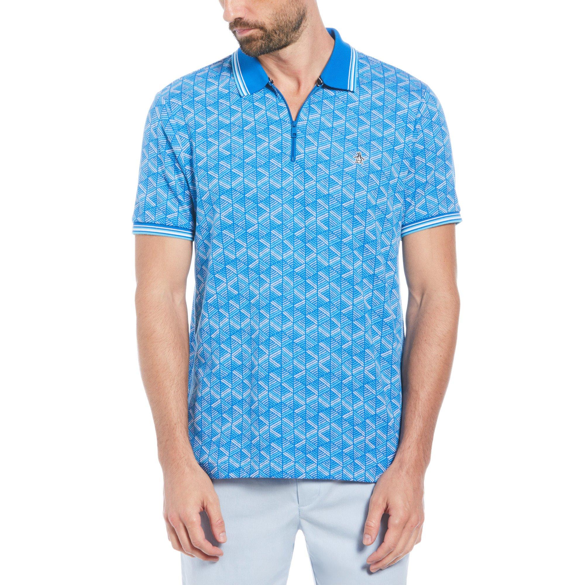 Original Penguin Men's Jacquard Short-Sleeve Polo Shirt - Skydiver - Medium