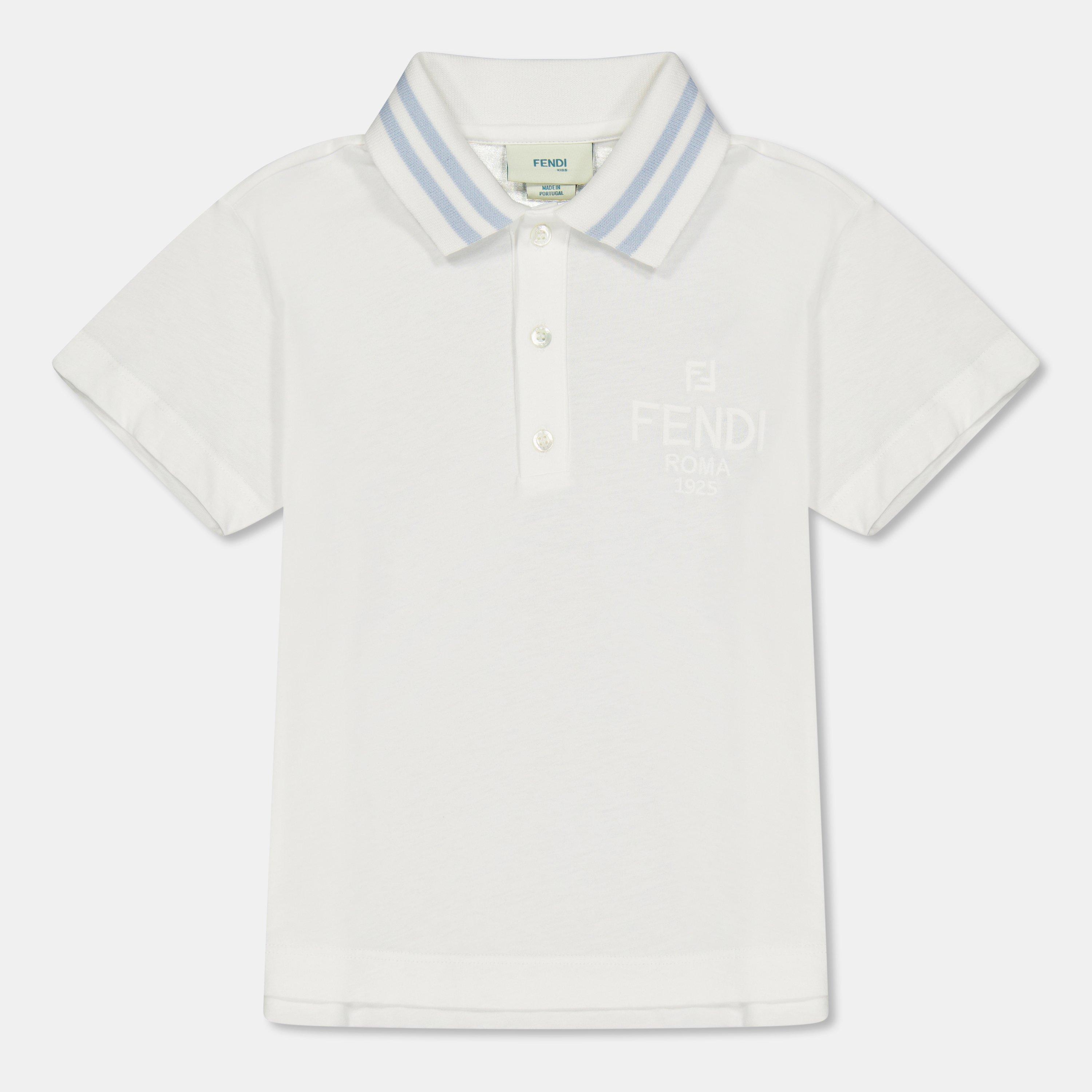 Fendi Kids' Short Sleeve Polo Shirt - Gesso F0TU9 - Size 4Y