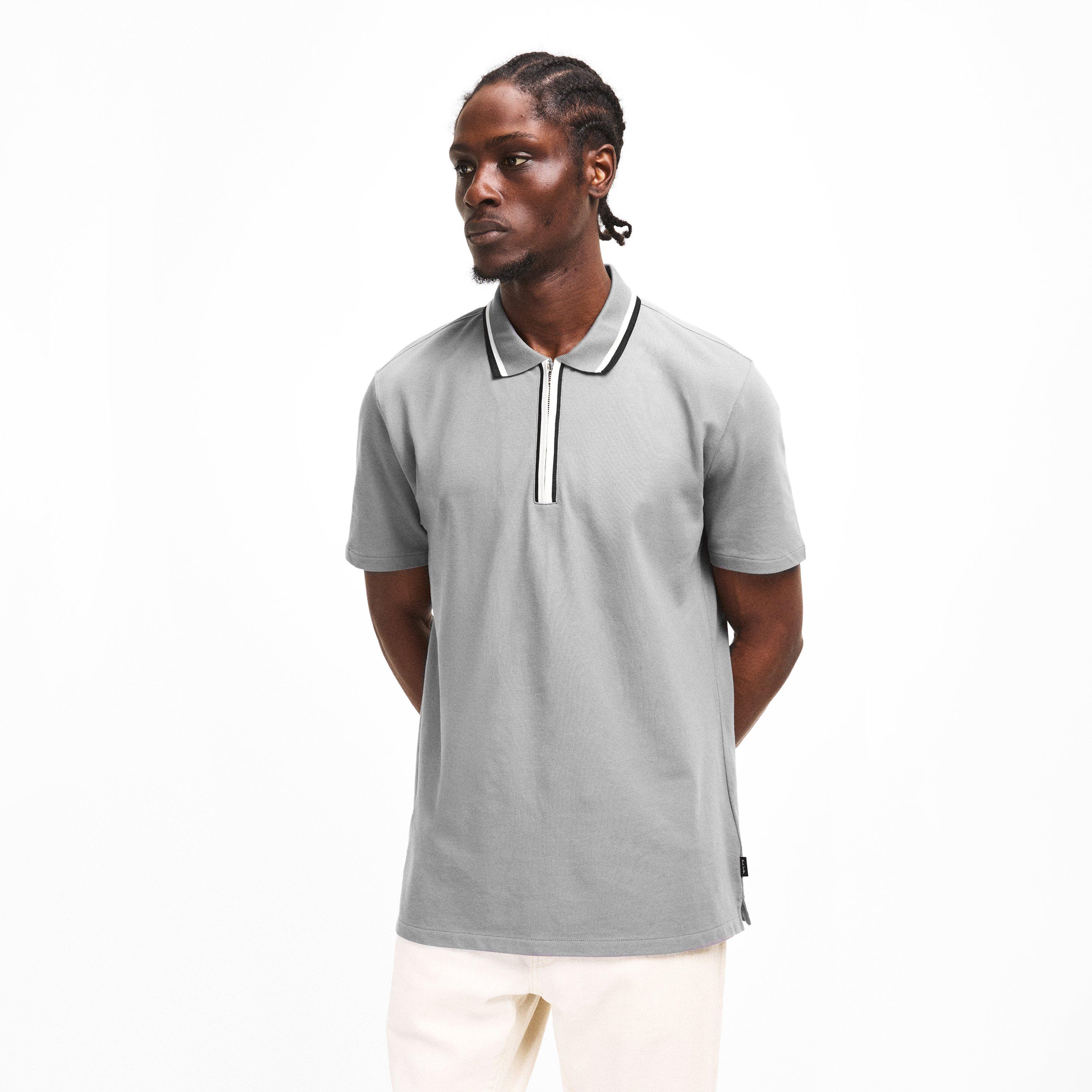 Flat Grey 70 - PS Paul Smith - Men's Zipped Short Sleeve Polo Shirt - 3