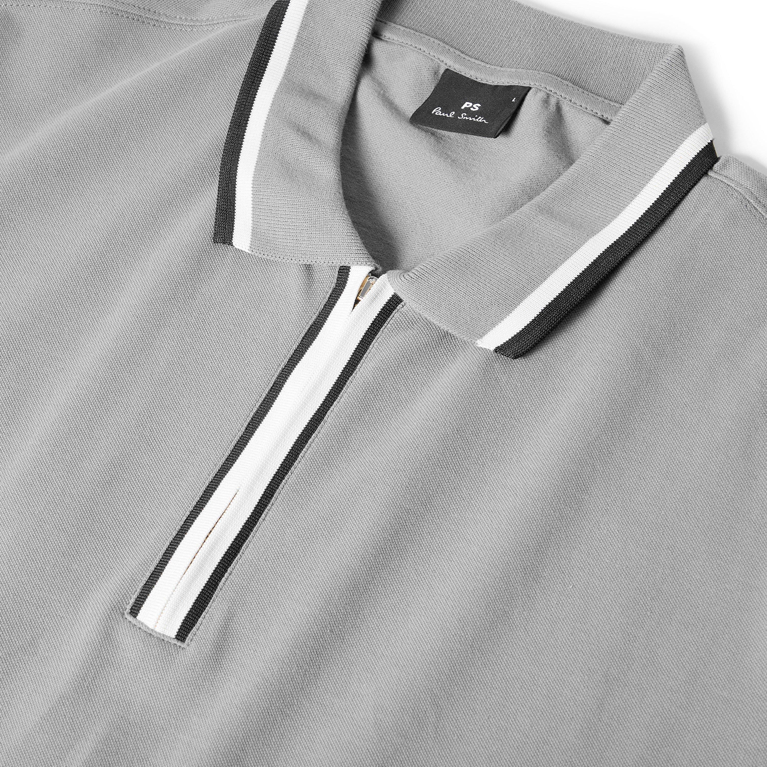 Flat Grey 70 - PS Paul Smith - Men's Zipped Short Sleeve Polo Shirt - 5