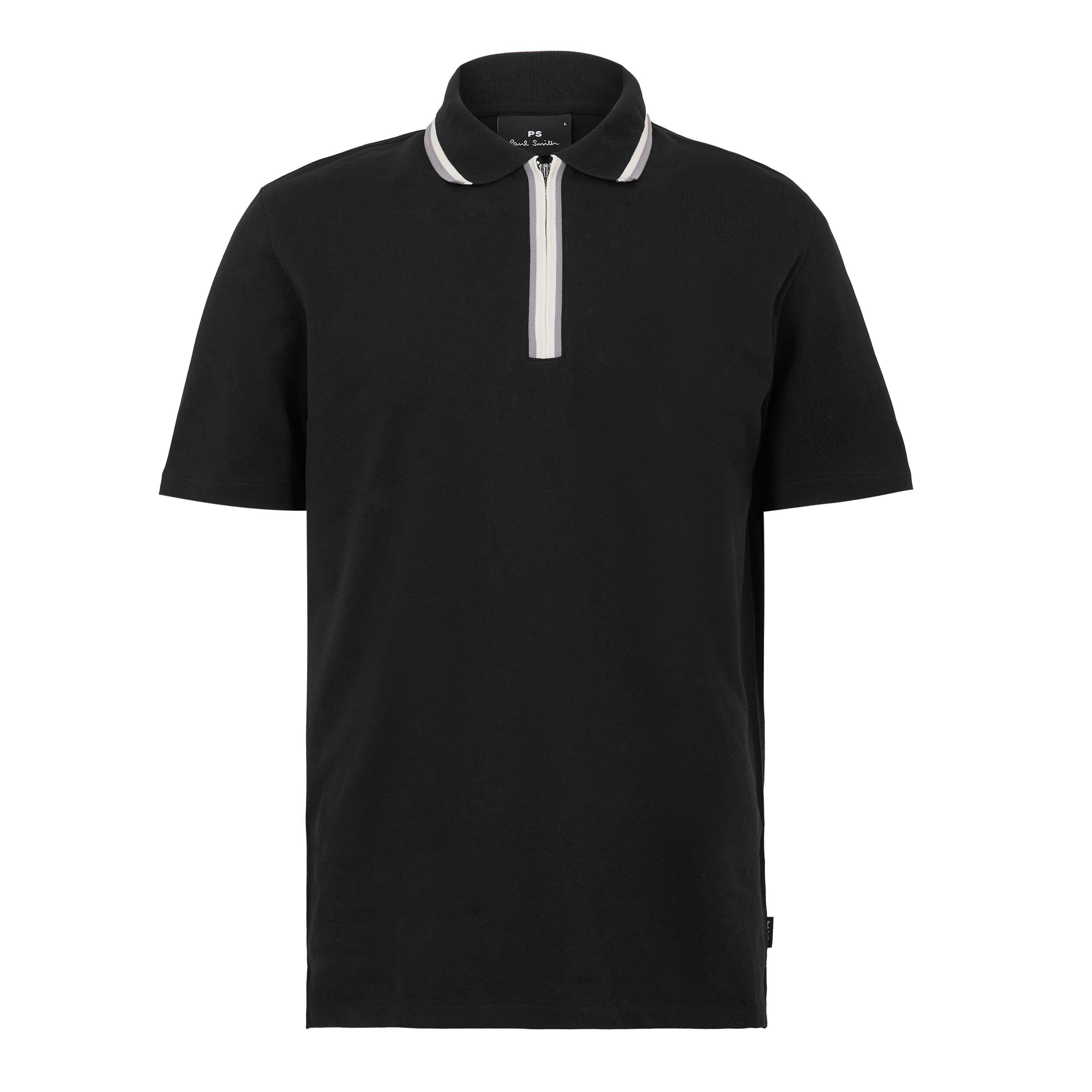 PS Paul Smith Men's Zipped Short Sleeve Polo Shirt - Black 79 - Size 2XL