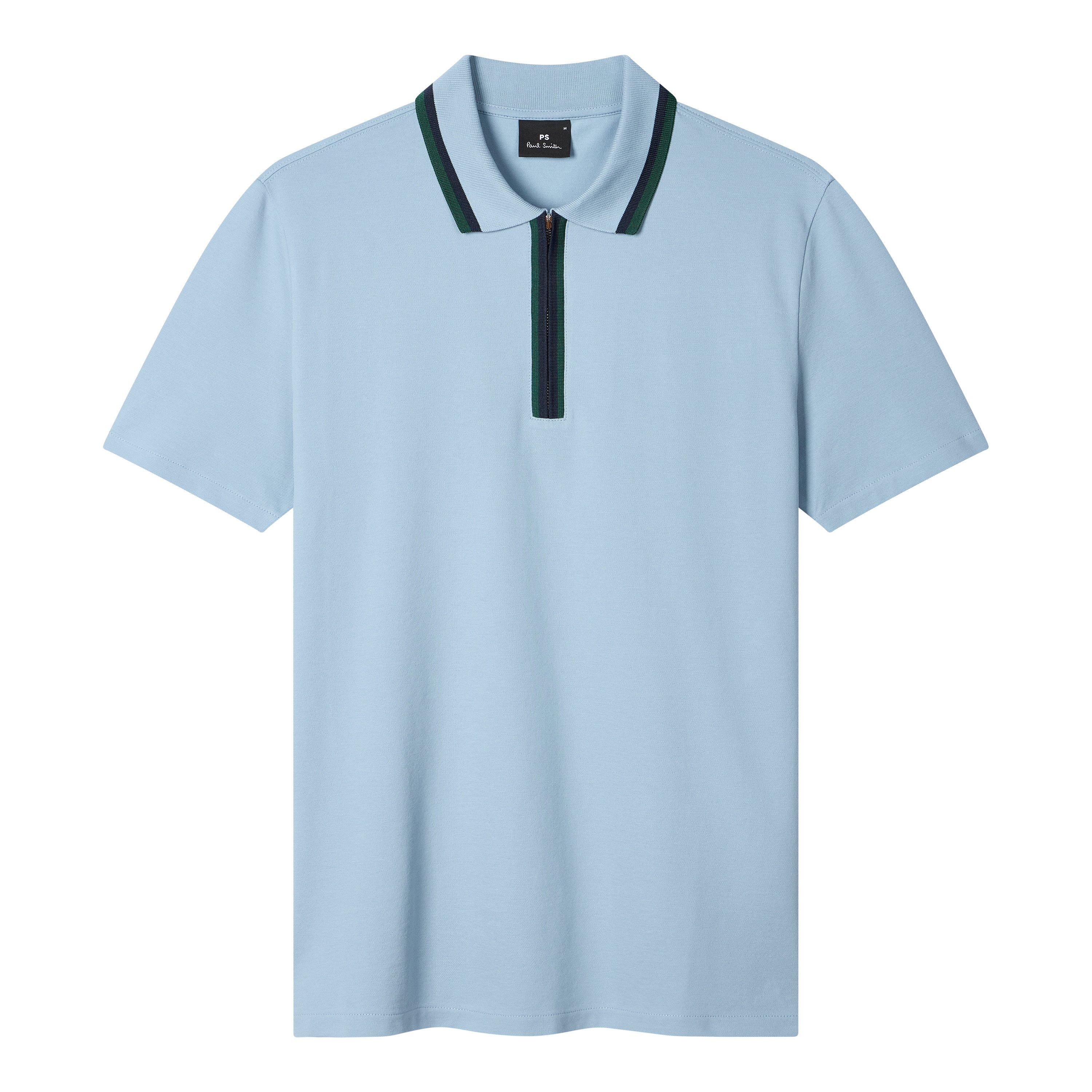 Blue 41D - PS Paul Smith - Men's Zipped Short Sleeve Polo Shirt - 1