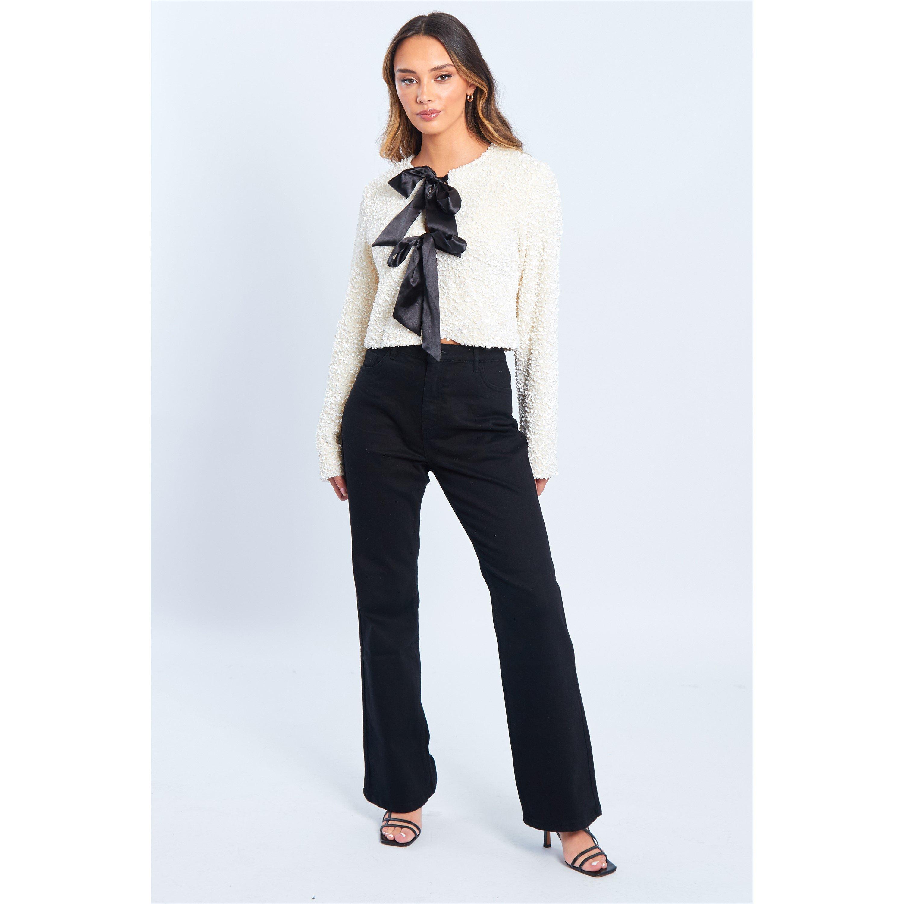 Crème - Be You - Sequin Bow Long-Sleeve Blouse - 2