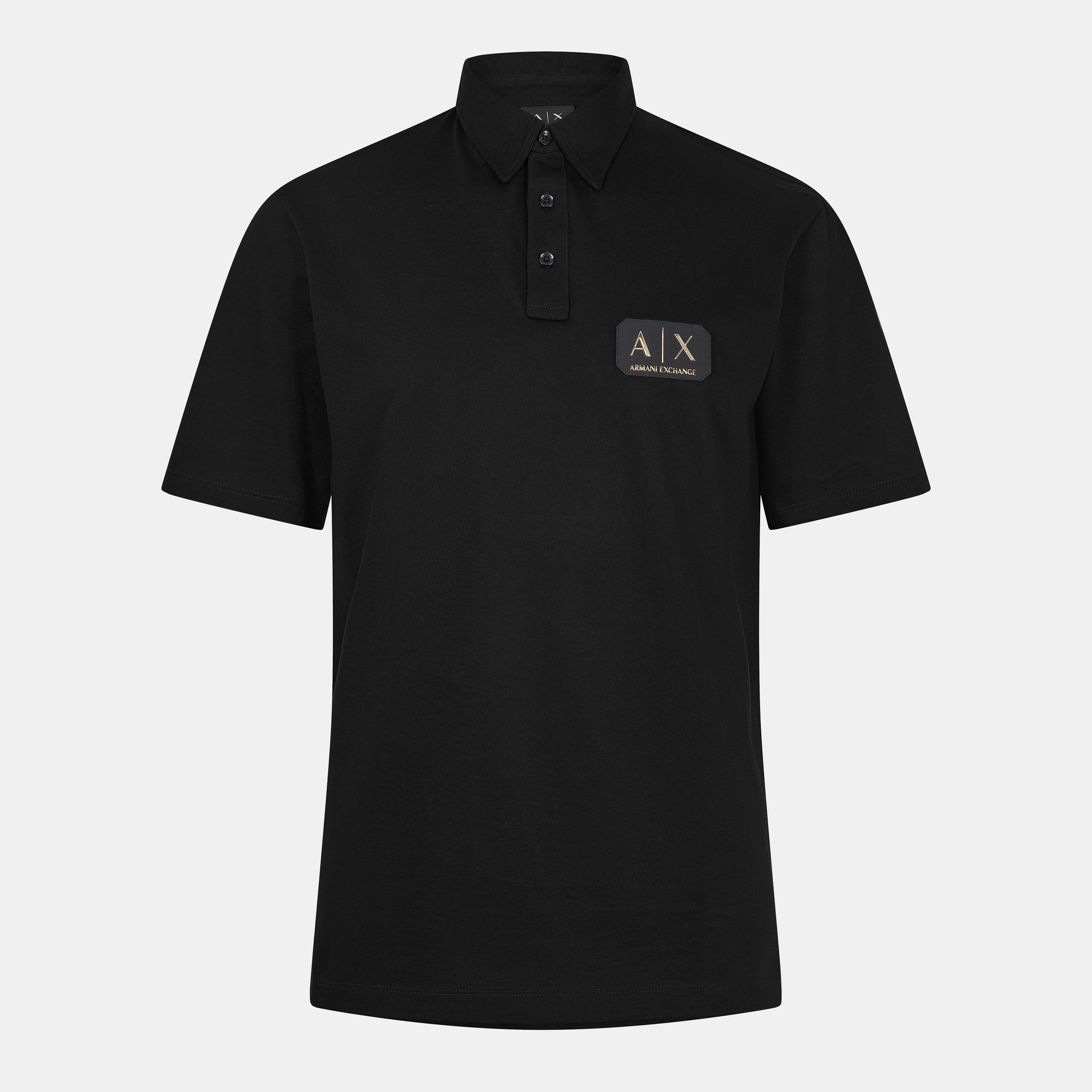 Armani Exchange Men's Black Uc001 Ax Badge Short Sleeve Polo Shirt - XL