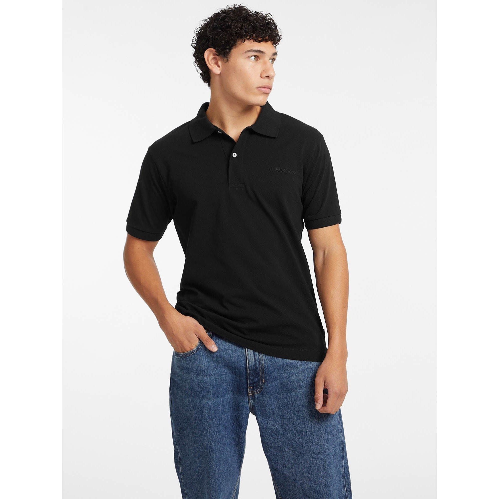 Guess Men's Logo Polo Sn54 - Black Jblk - Medium