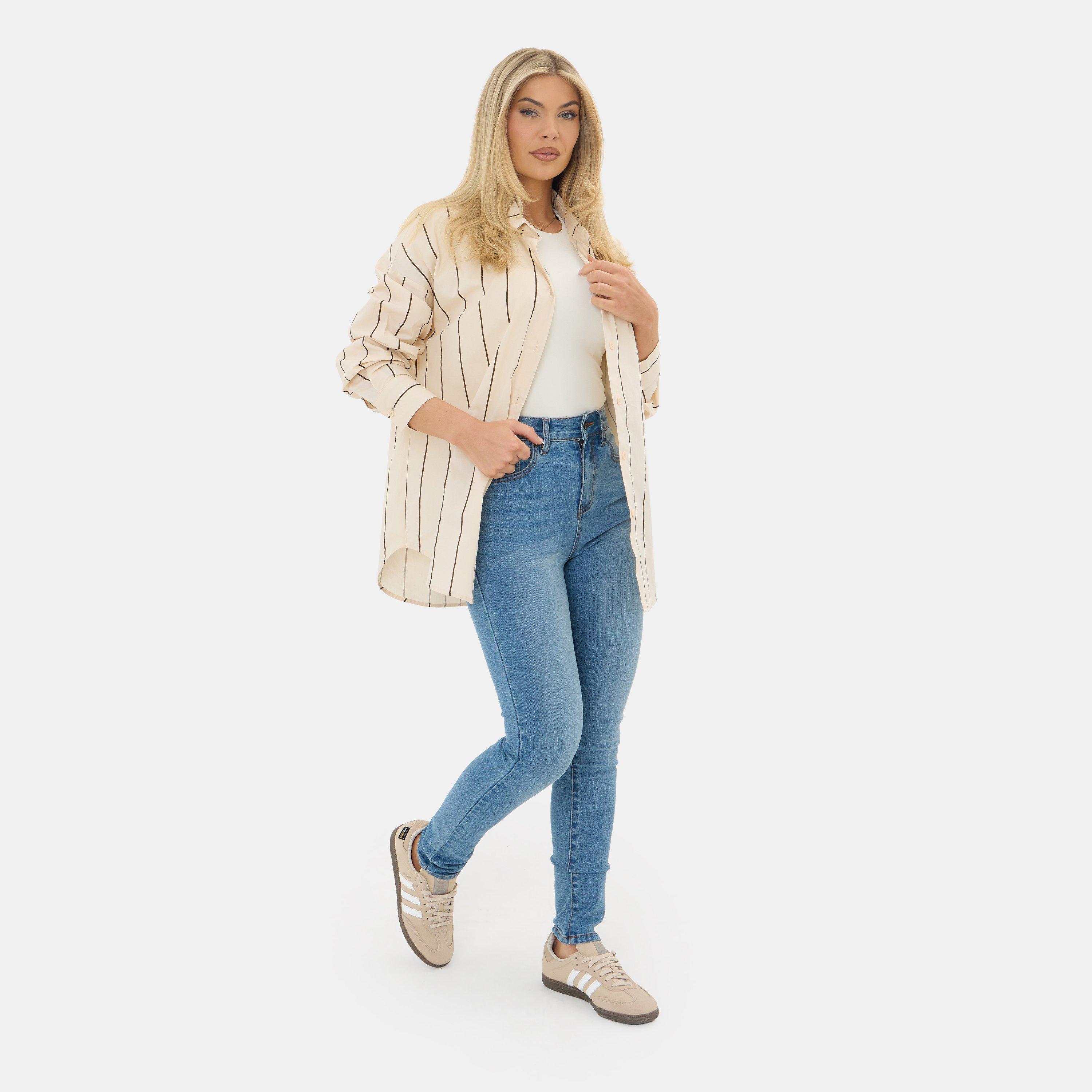 Multi - I Saw It First - Womens Striped Poplin Oversized Shirt - 1