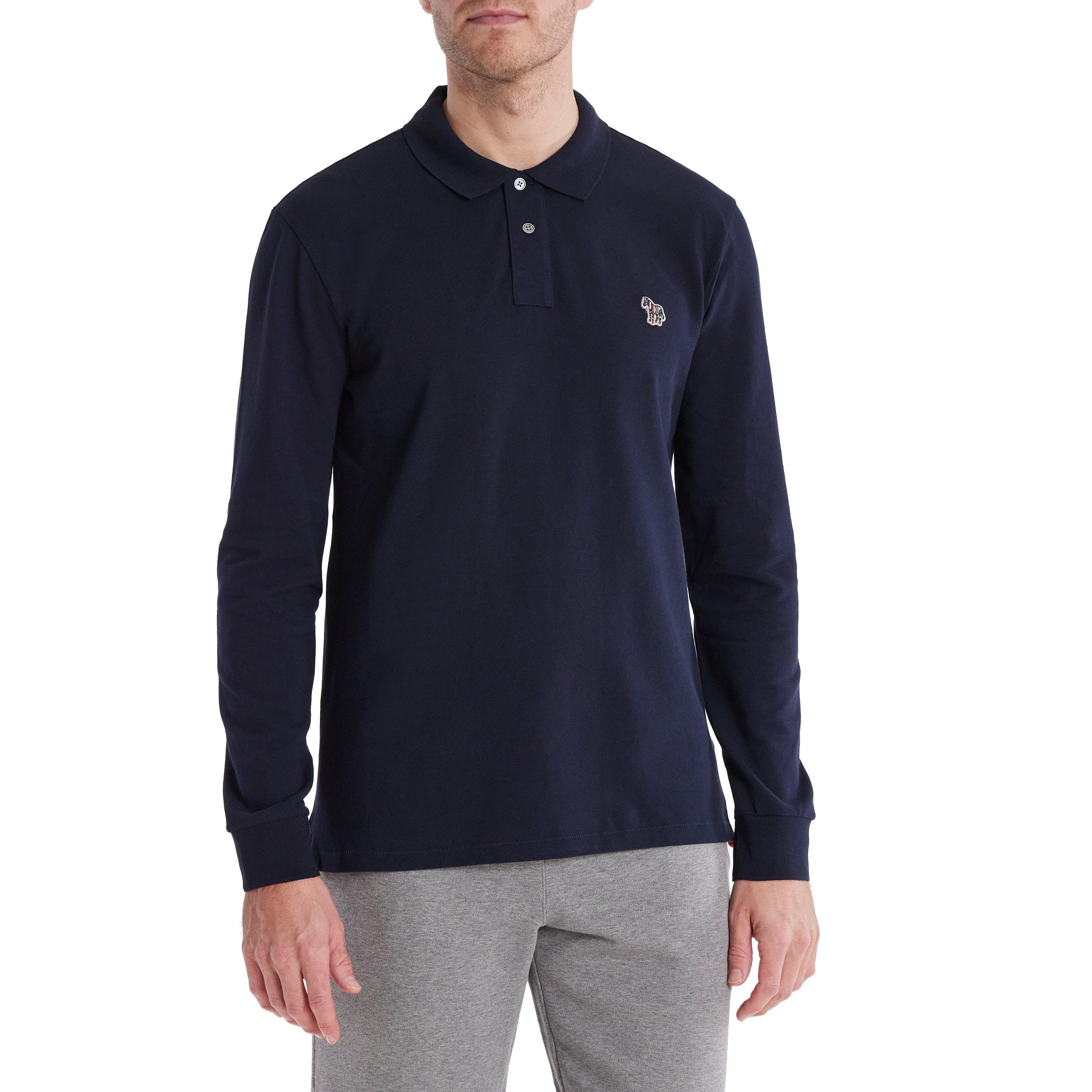 Navy 49 - PS Paul Smith - Men's Long Sleeve Zebra Polo Shirt - 3