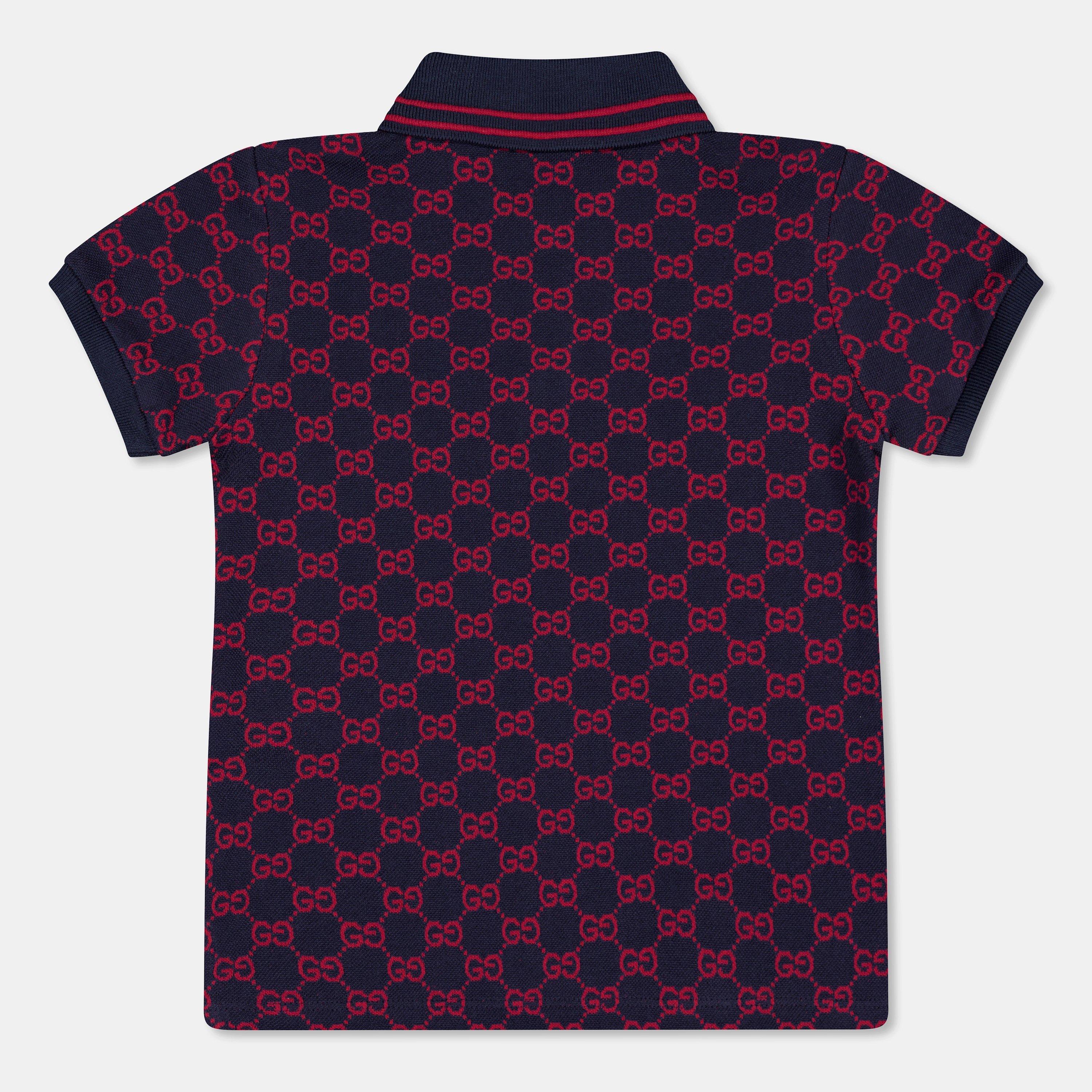 Navy Red 4390 - Gucci - Kids Short-Sleeve Polo - 2