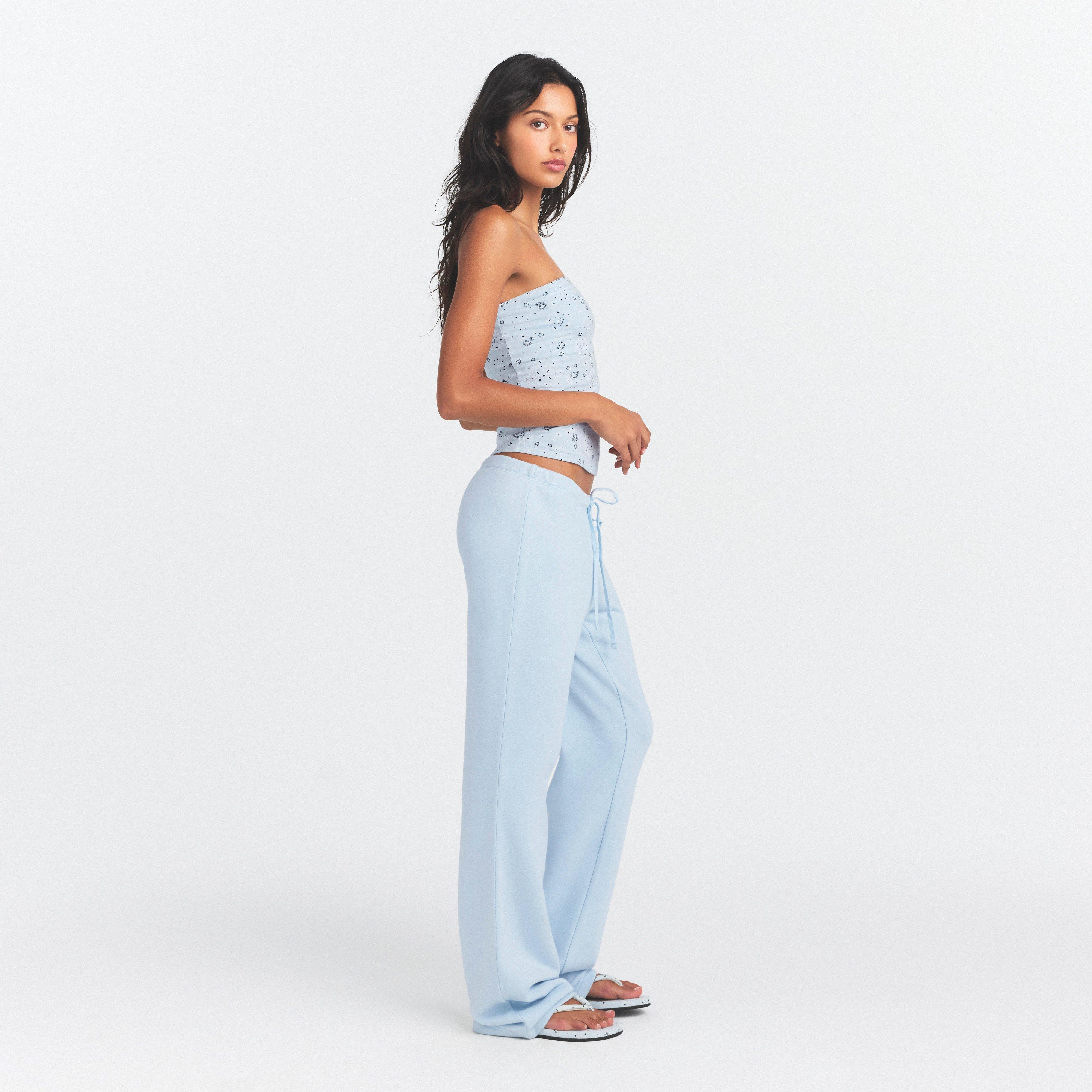 POWDER BLUE - SKIMS - Women's Straight Leg Cotton Trousers - 3