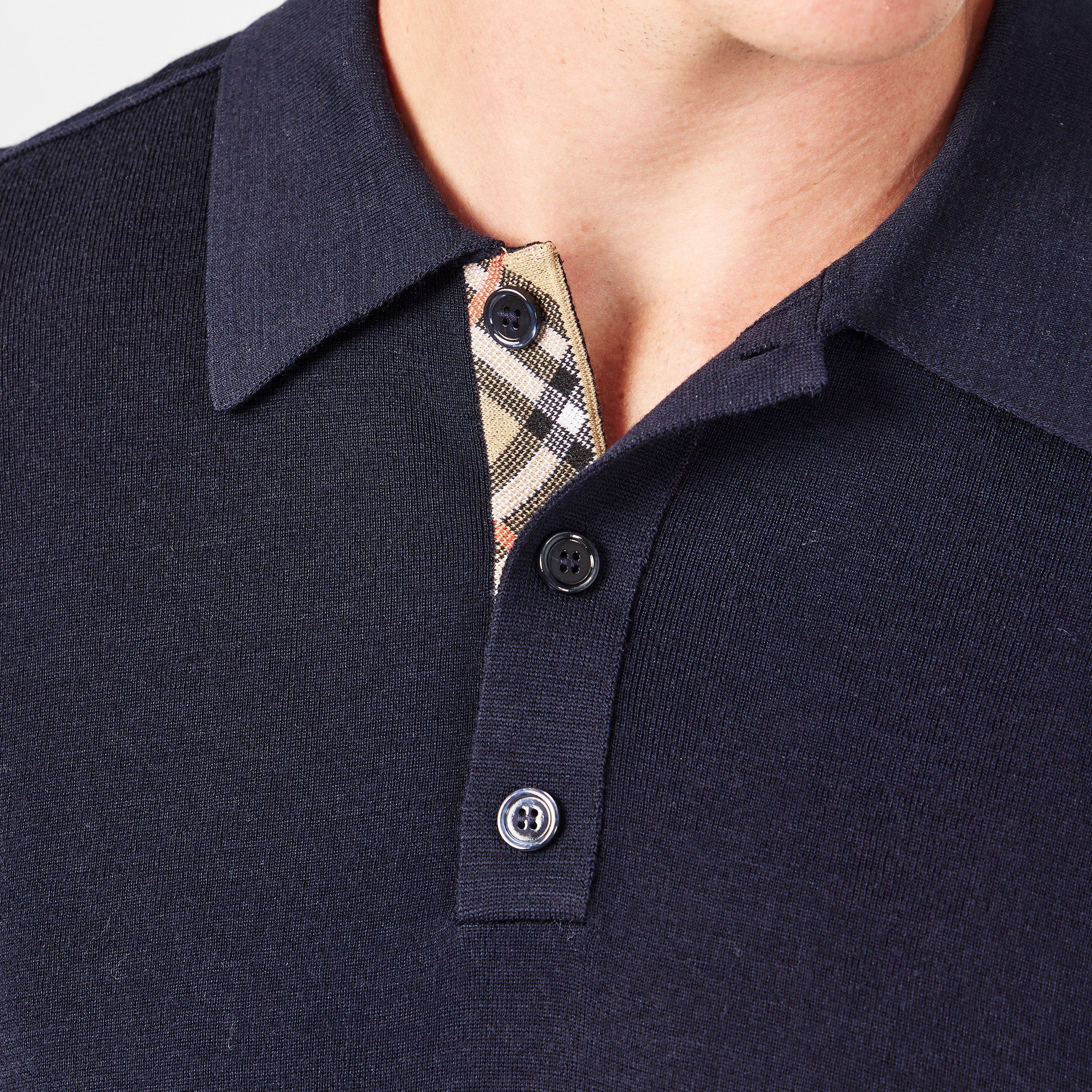 Navy - Burberry - Men's Burb Knitted Short-Sleeve Polo Shirt - 5