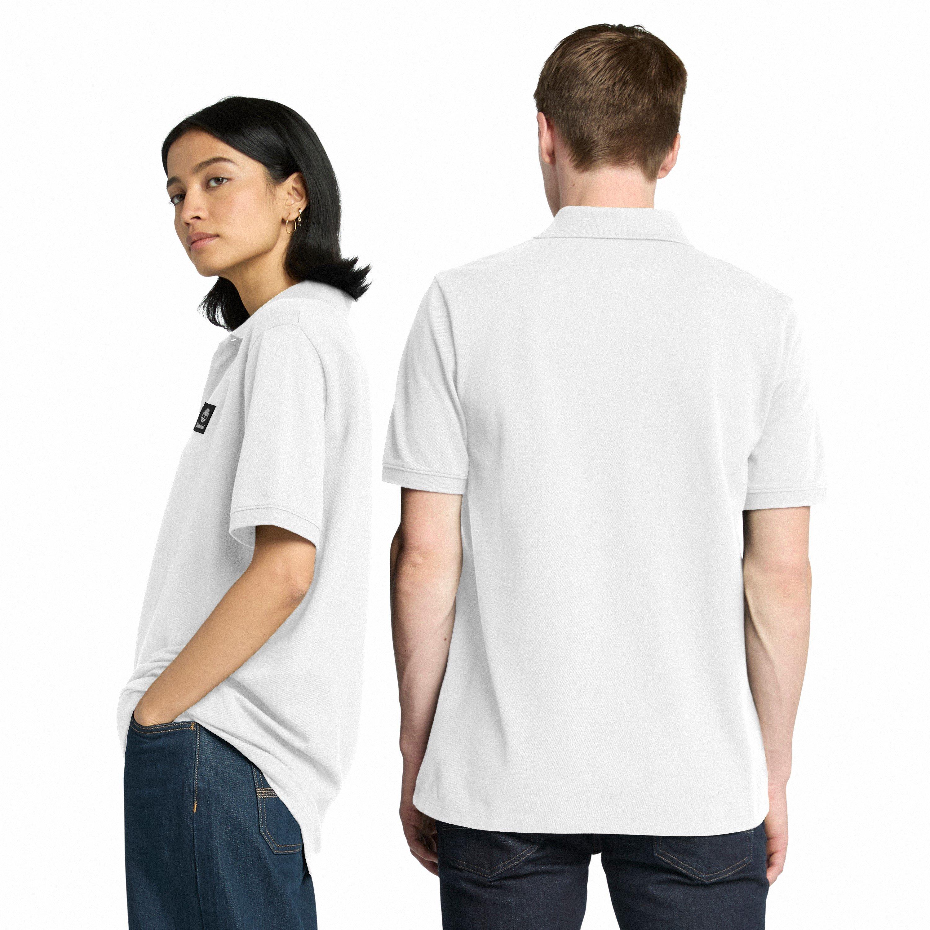 White - Timberland - Men's Woven Badge White Short-Sleeve Polo Shirt - 4