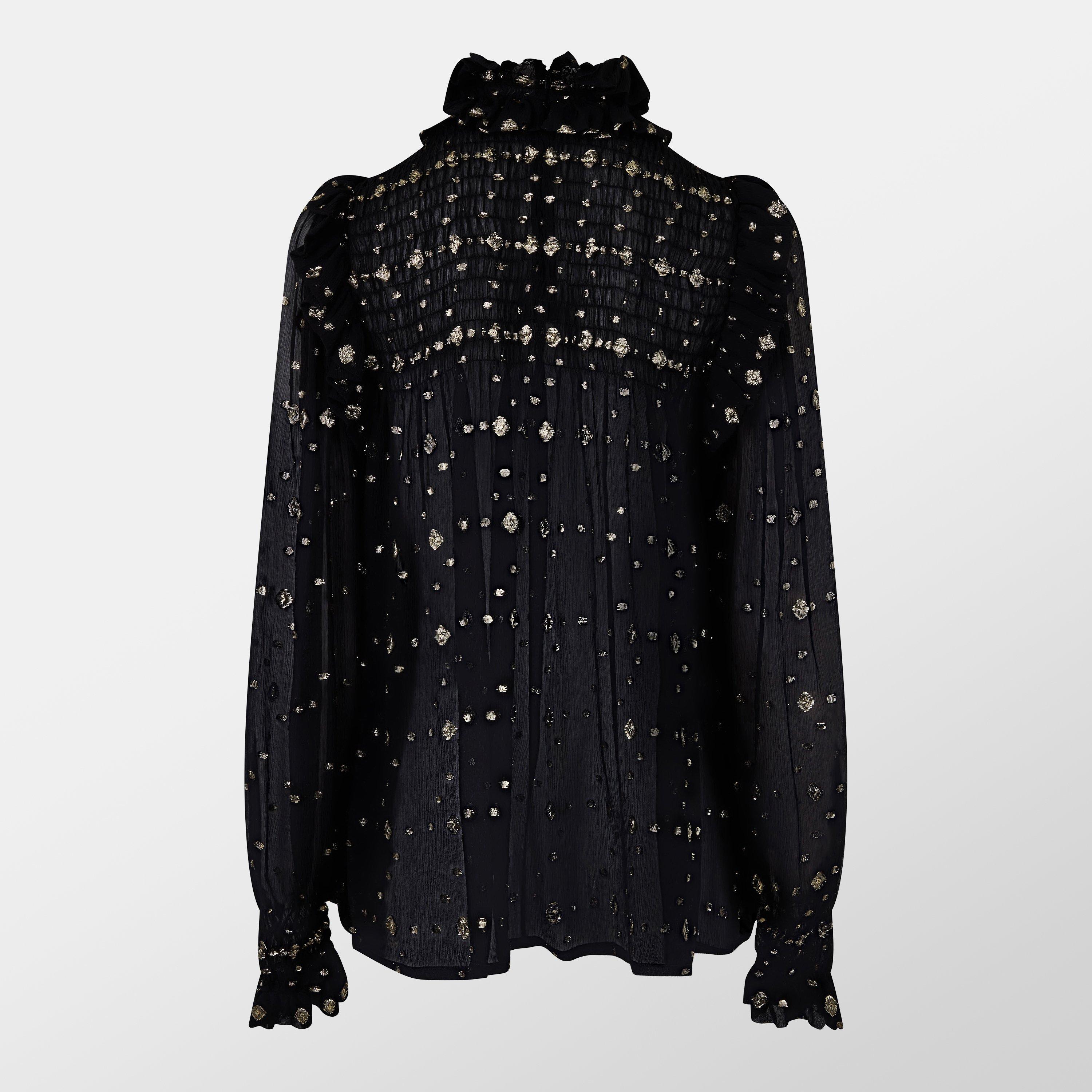 Noir - Saint Laurent - Ruffle Long Sleeve Blouse - 2