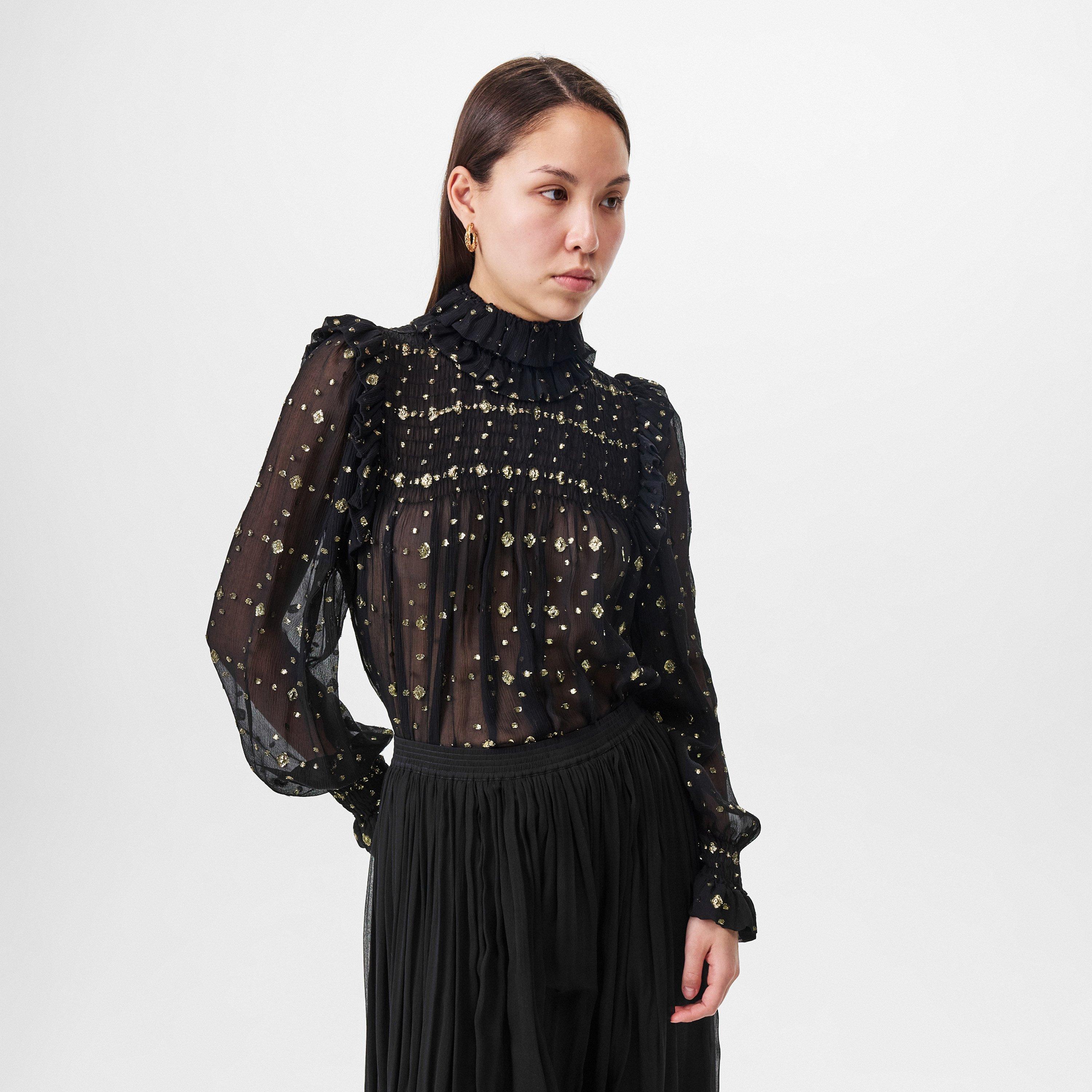 Noir - Saint Laurent - Ruffle Long Sleeve Blouse - 3