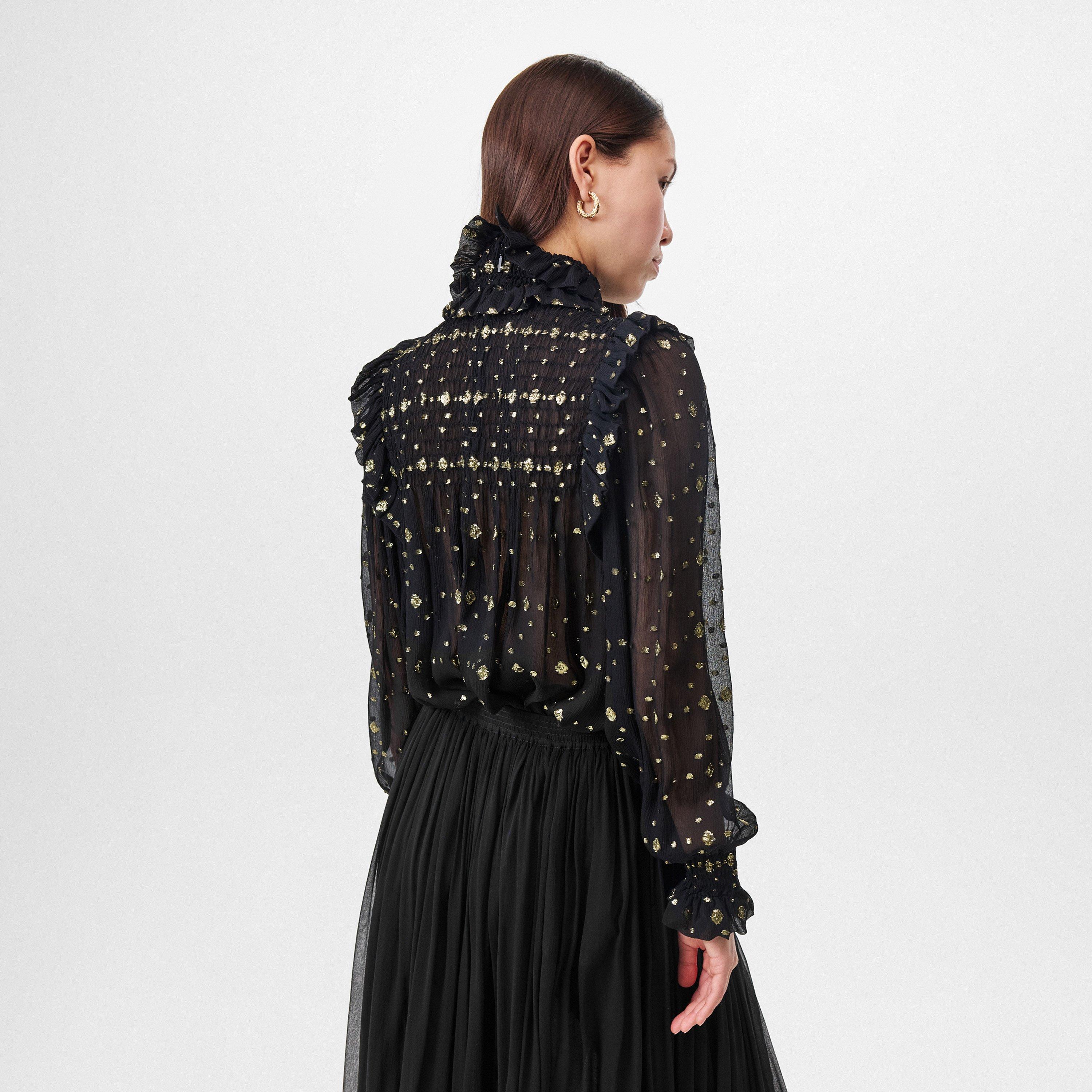 Noir - Saint Laurent - Ruffle Long Sleeve Blouse - 4