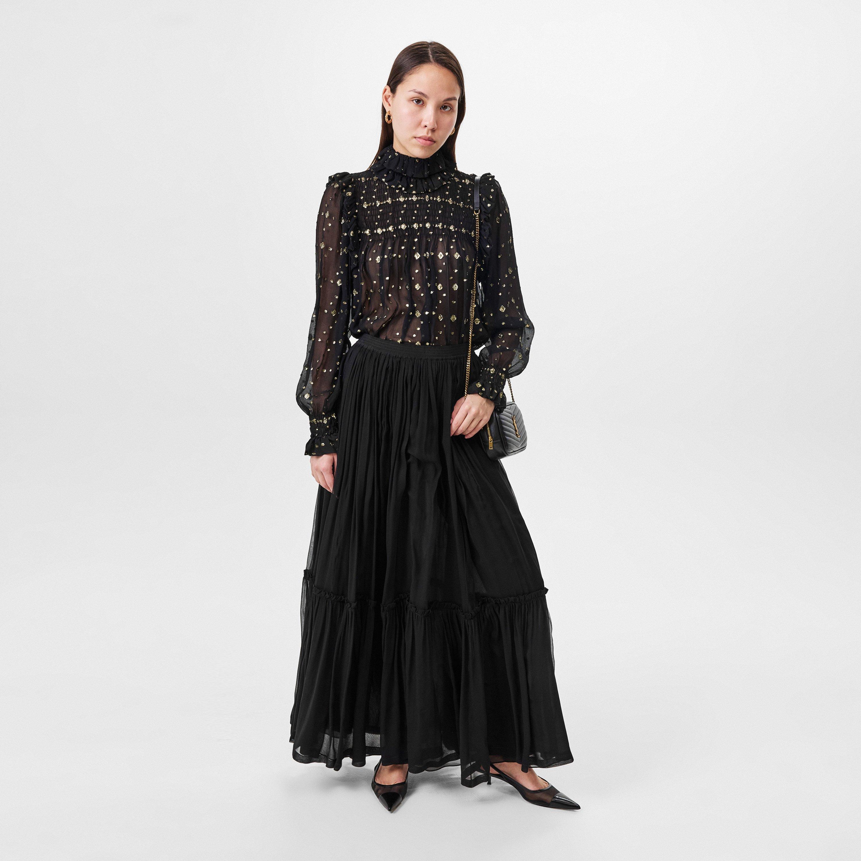 Noir - Saint Laurent - Ruffle Long Sleeve Blouse - 6