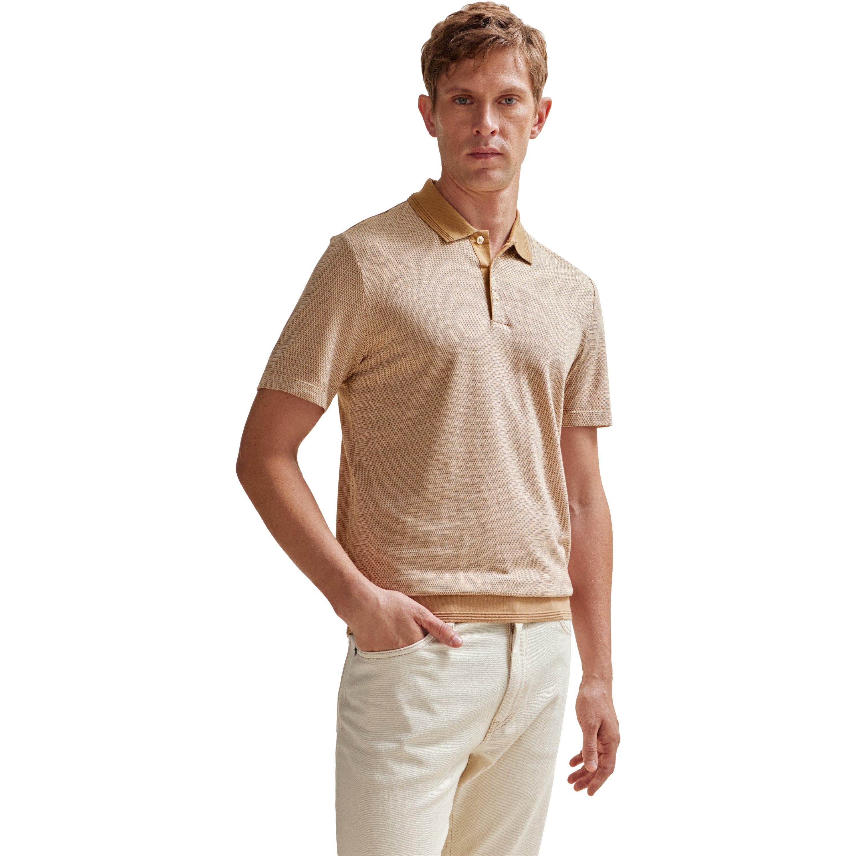 Med Beige - Boss - Men's L-Perry 58 Short-Sleeve Polo Shirt - 1
