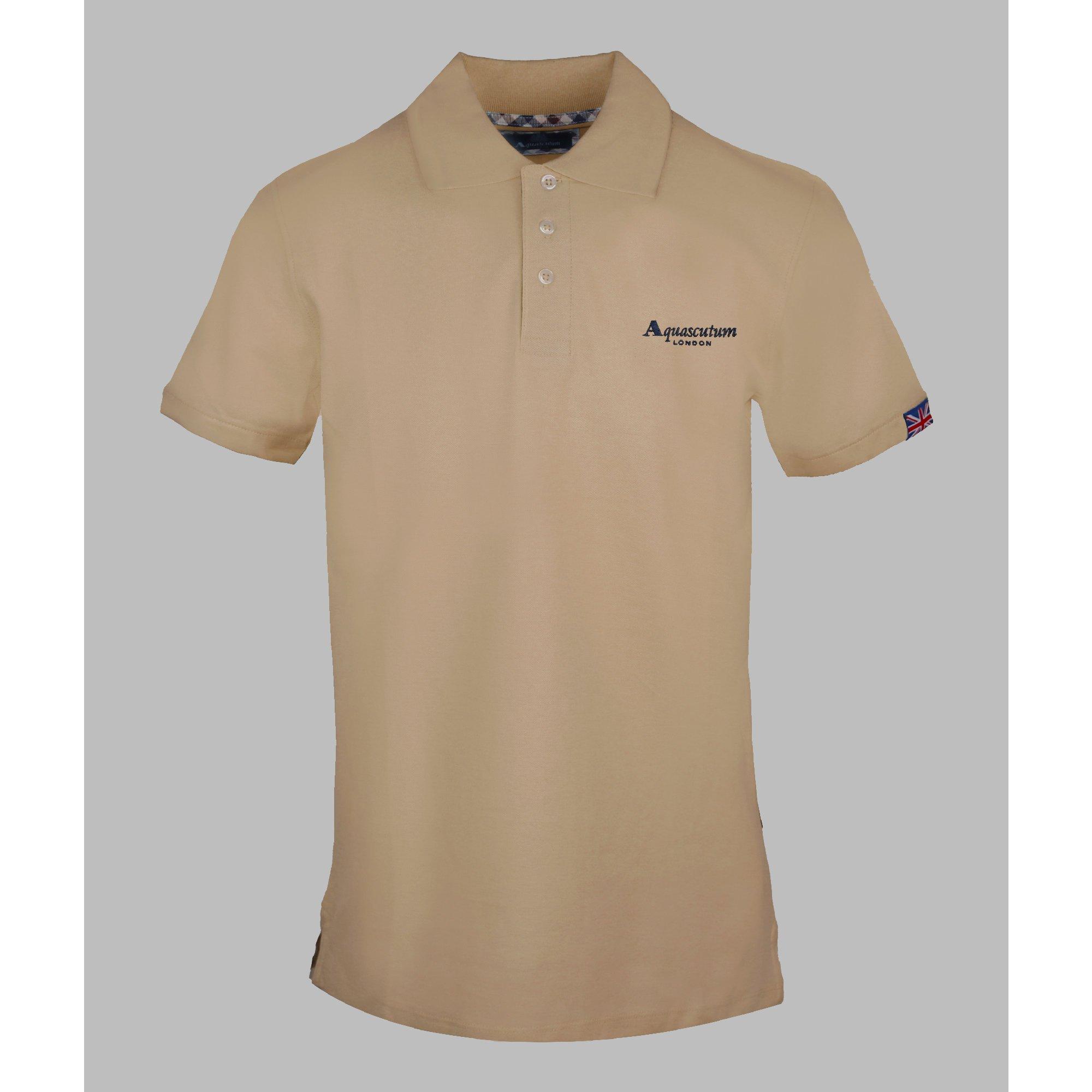 Aquascutum Men's Polo Short Sleeve Shirt - Beige - Small