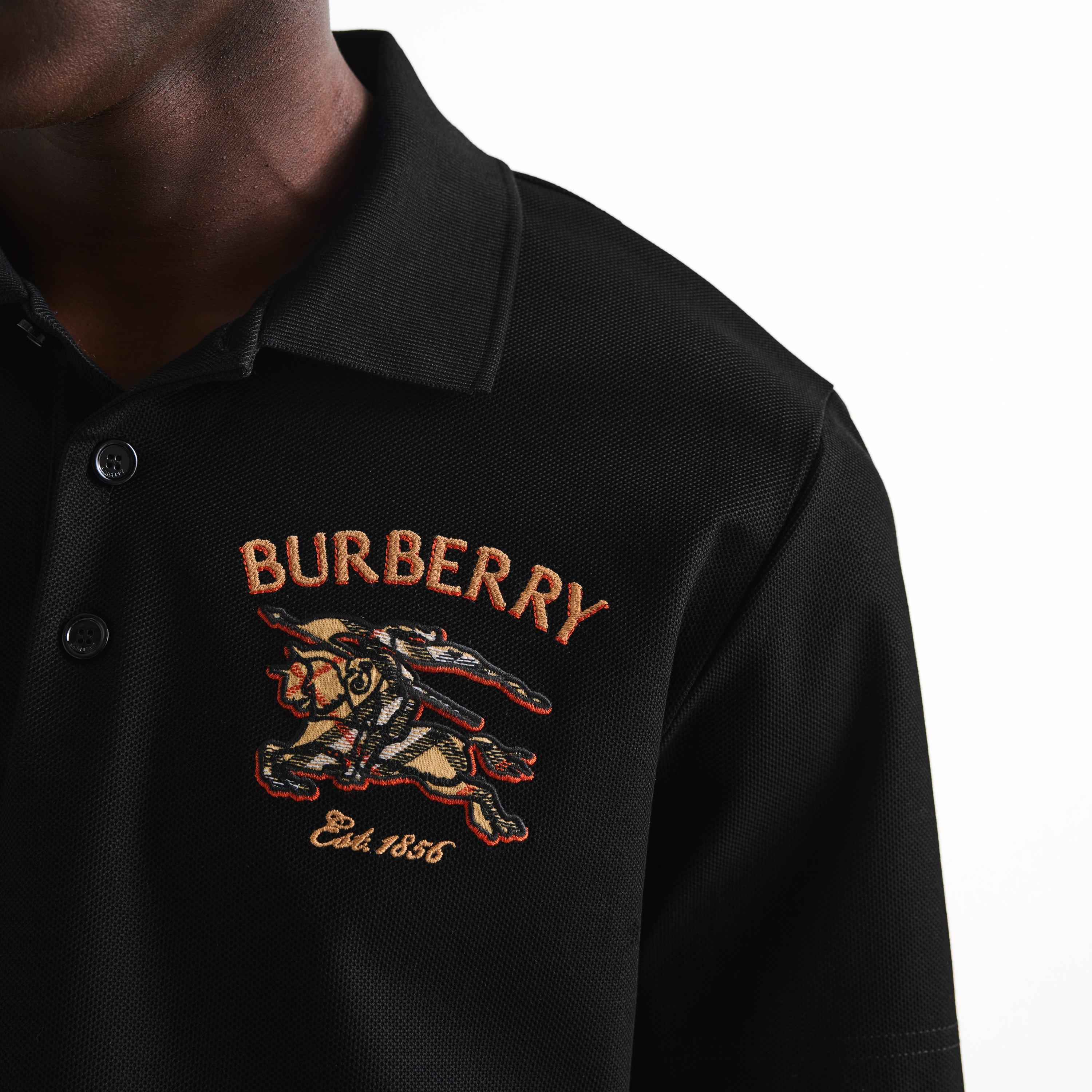 Black - Burberry - Men's Evan EKD Cotton Short-Sleeve Polo - 5