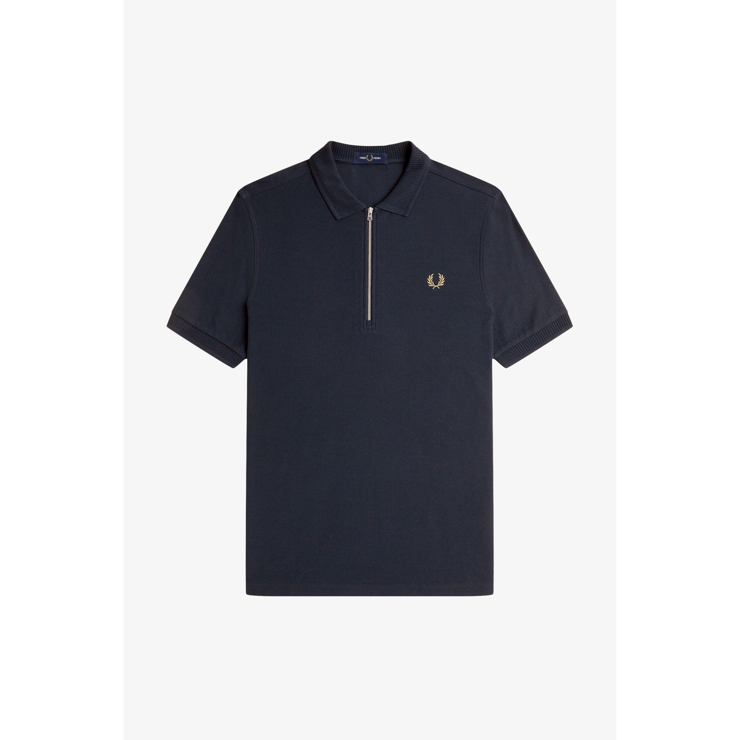 Men's Crepe Zip Short-Sleeve Polo Shirt