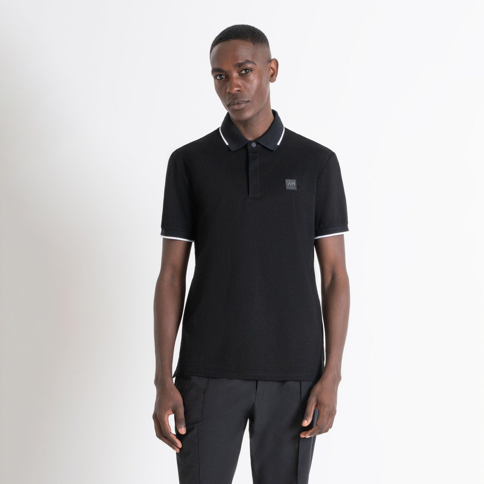 Nero - Antony Morato - REGULAR FIT POLO T-SHIRT IN BLACK COTTON PIQUE WITH LOGO - 2