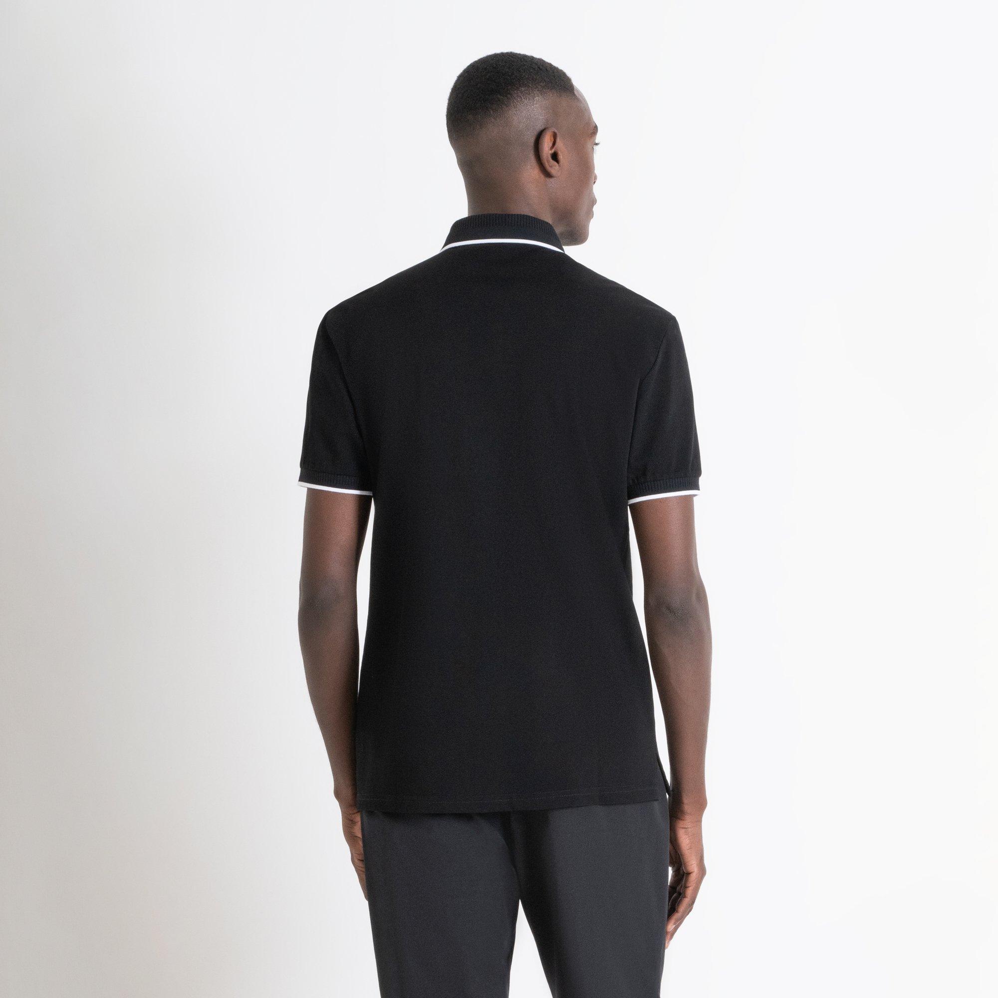 Nero - Antony Morato - REGULAR FIT POLO T-SHIRT IN BLACK COTTON PIQUE WITH LOGO - 3