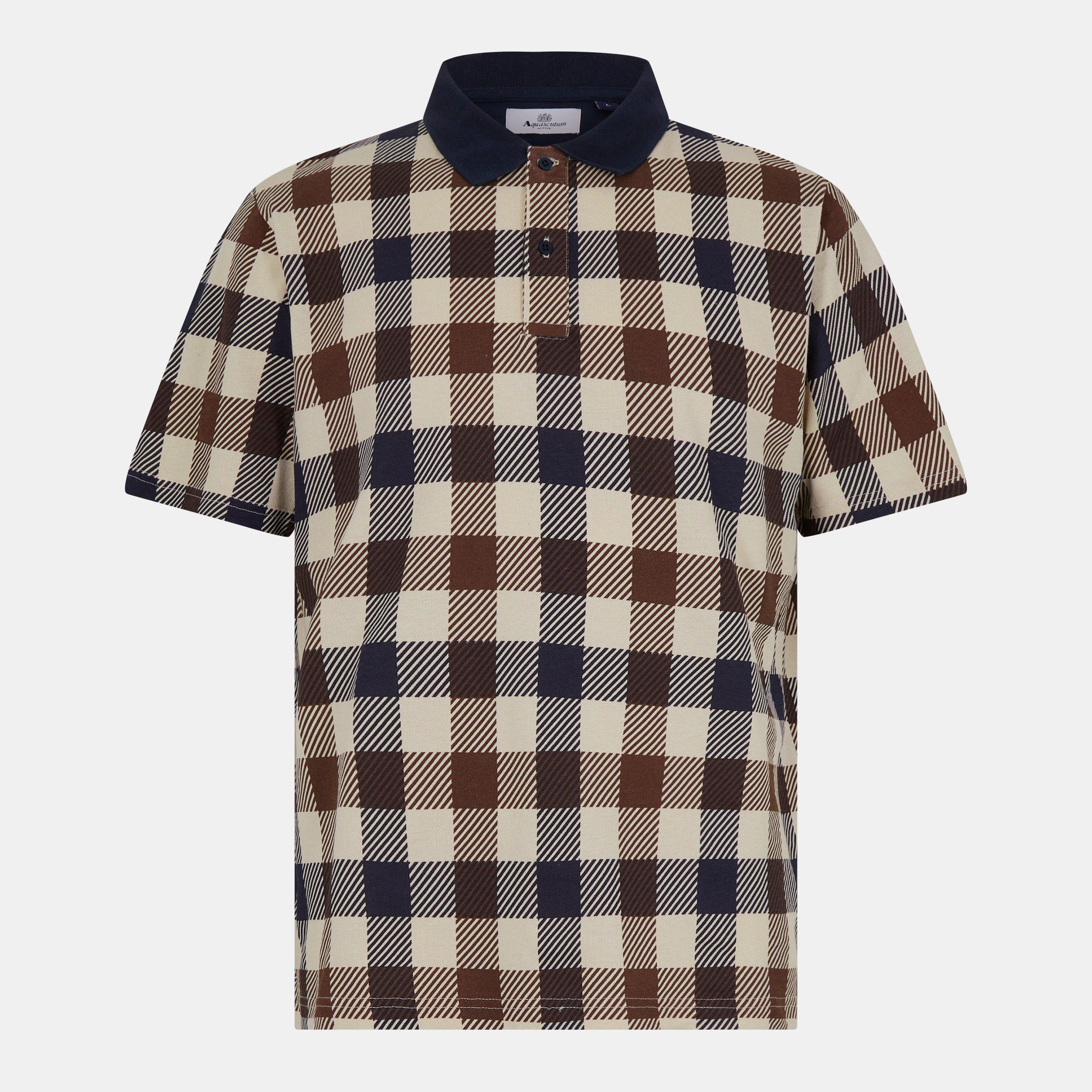 Navy - Aquascutum - Big Check Polo Shirt - 1