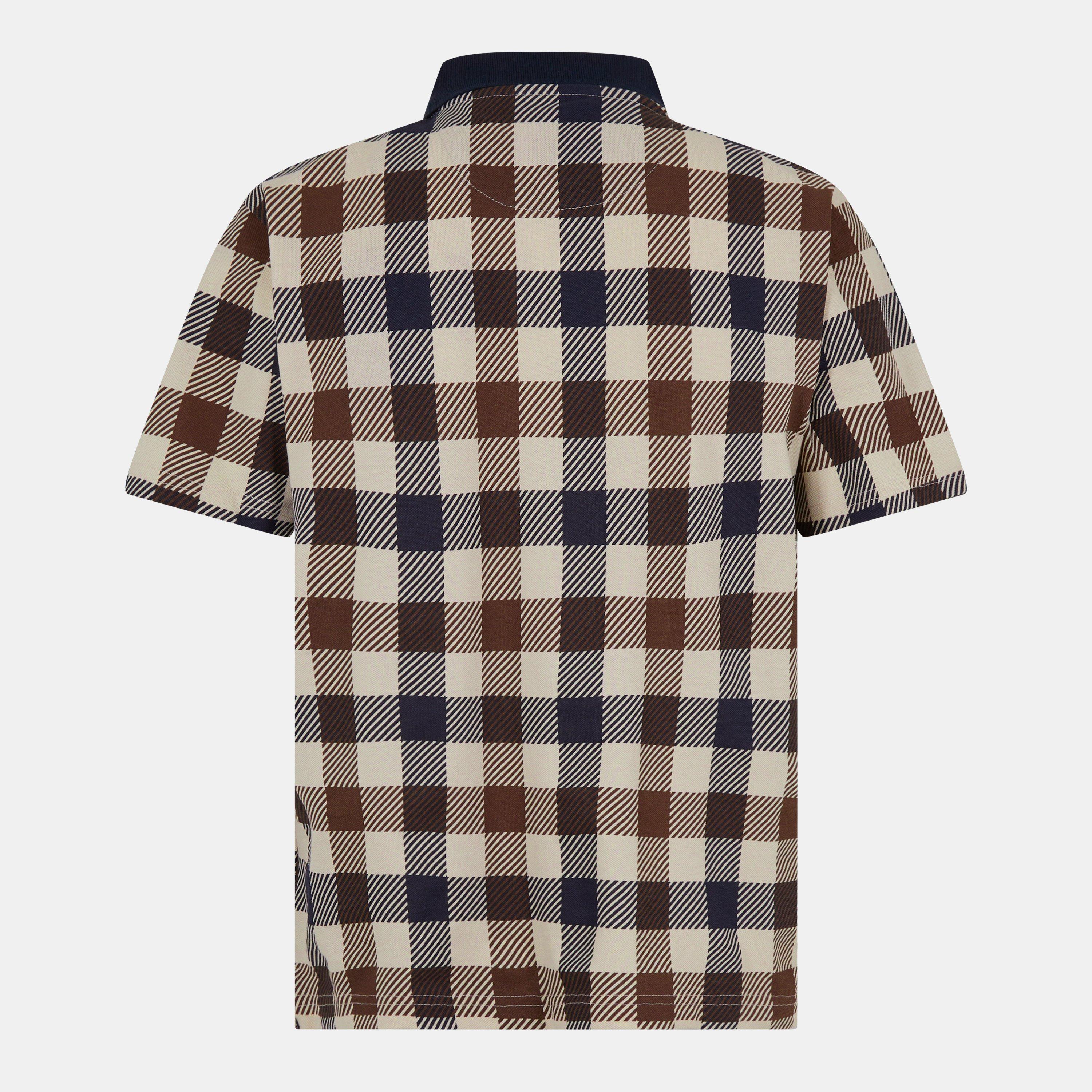 Navy - Aquascutum - Big Check Polo Shirt - 2