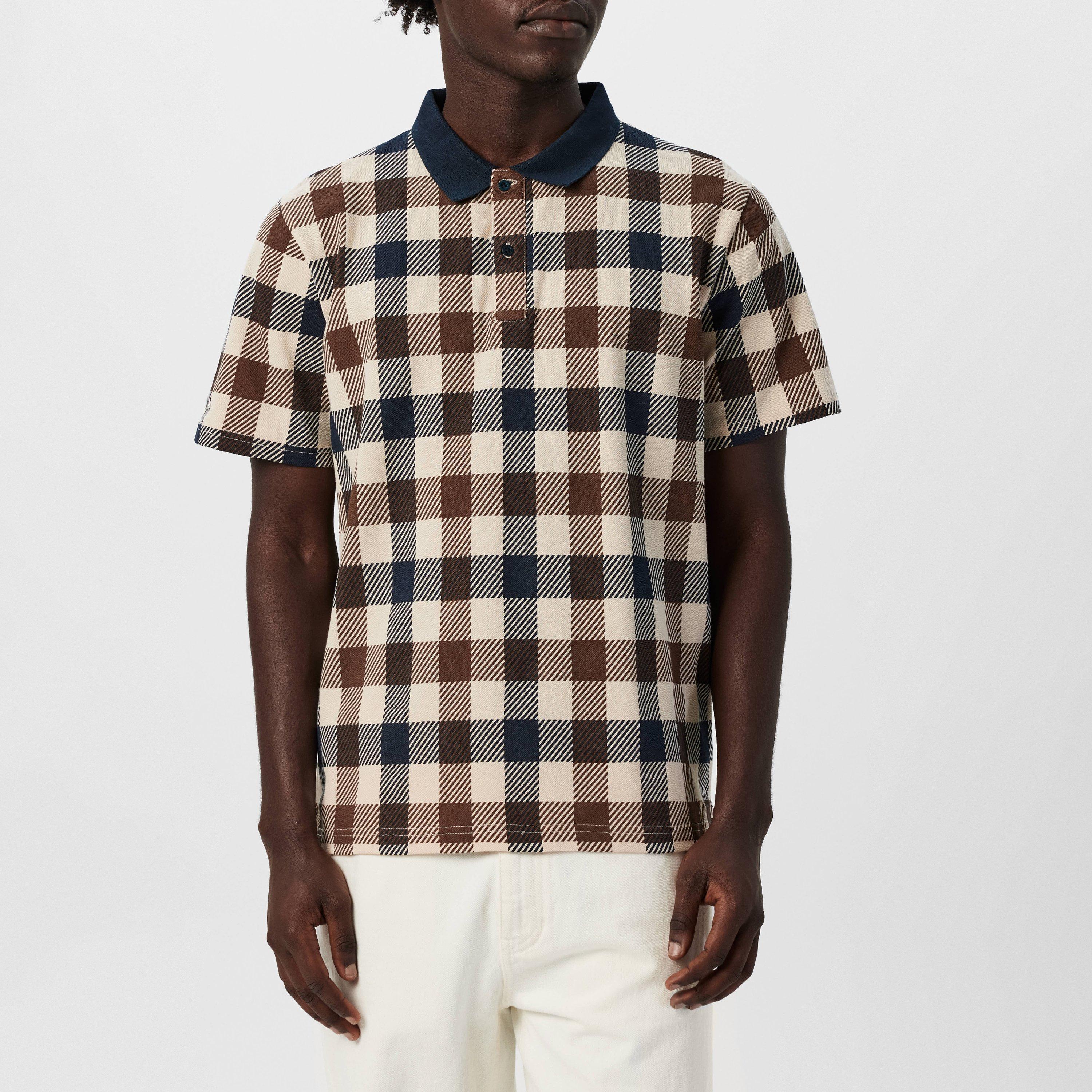 Navy - Aquascutum - Big Check Polo Shirt - 3