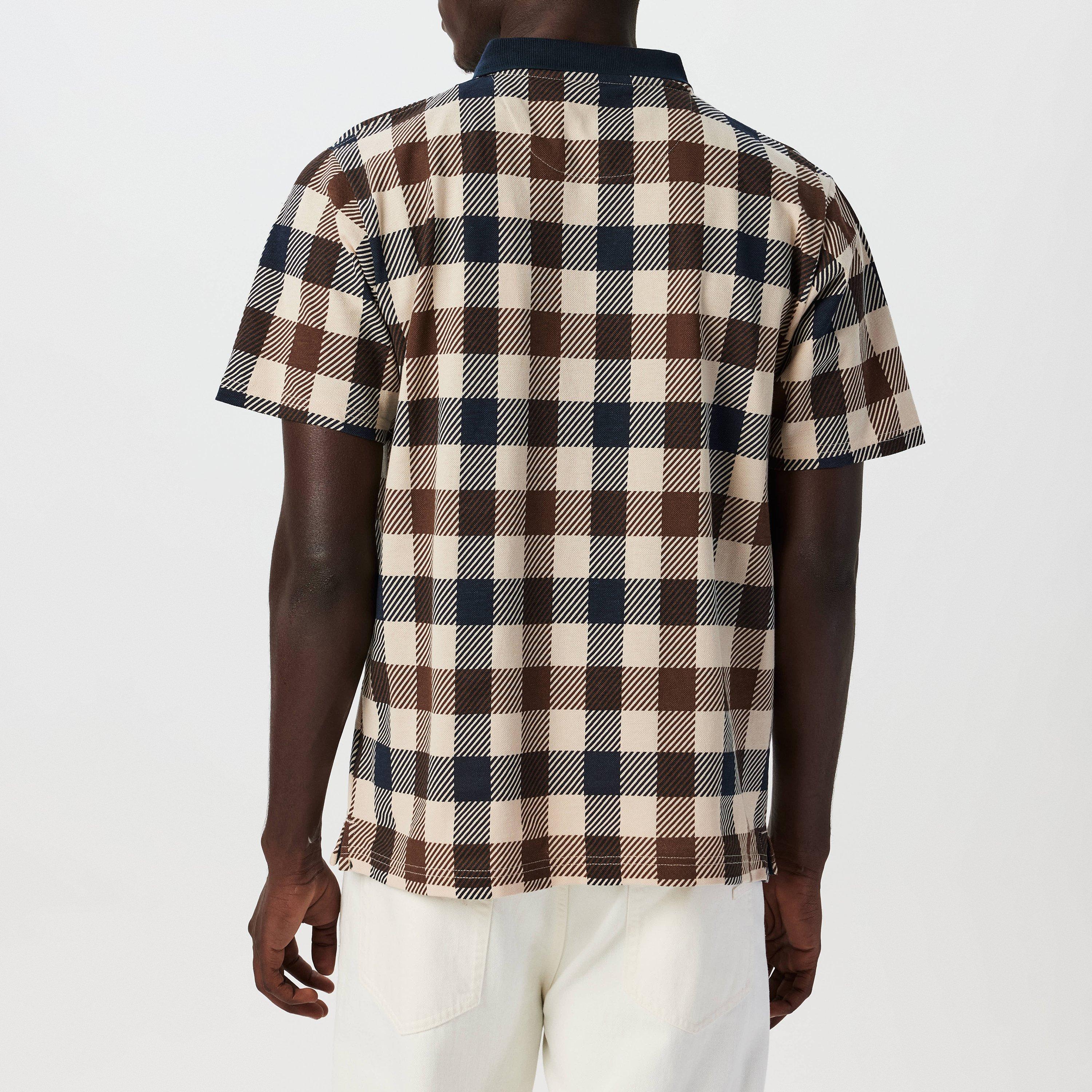 Navy - Aquascutum - Big Check Polo Shirt - 4