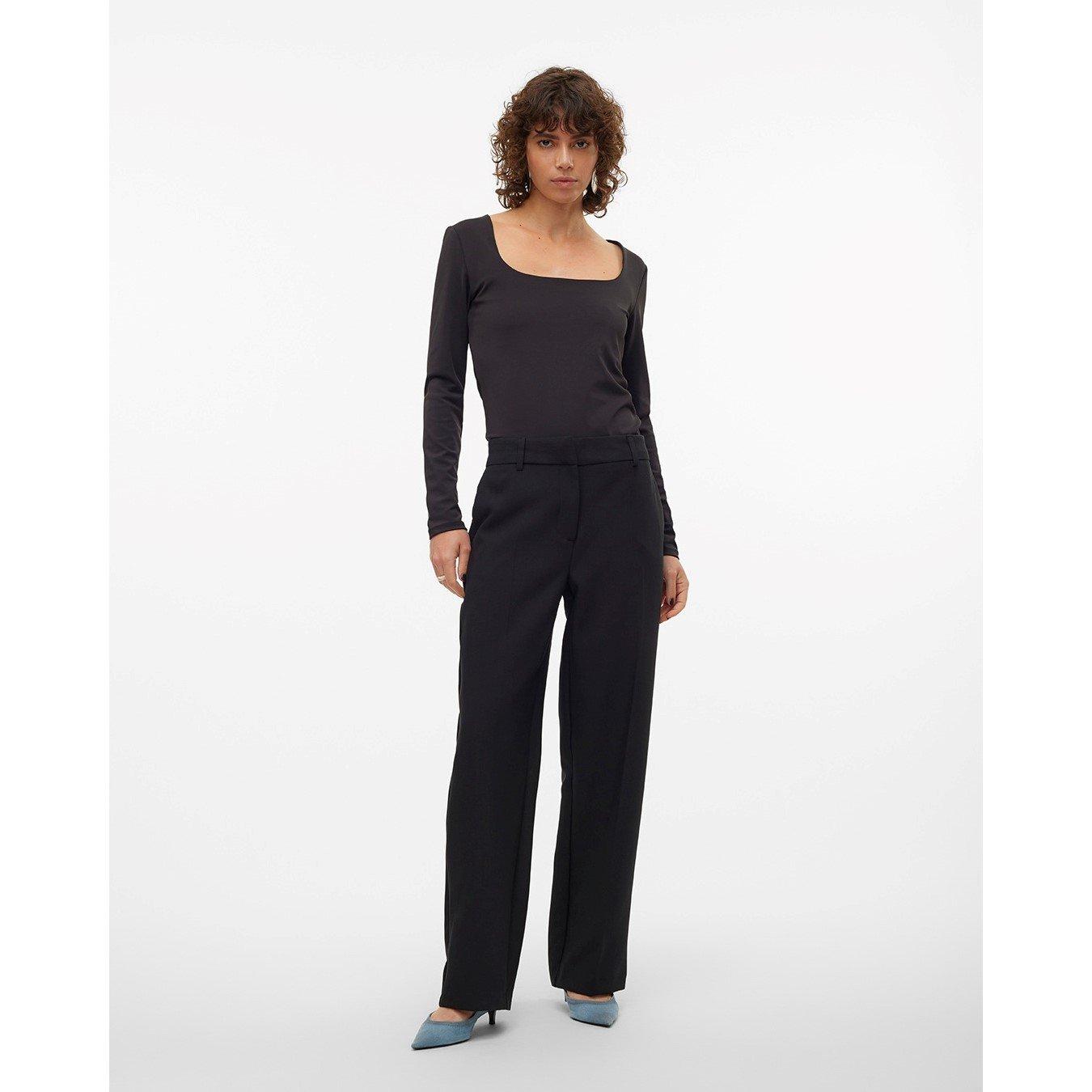 Crna - Vero Moda - Straight Leg Trousers - 7