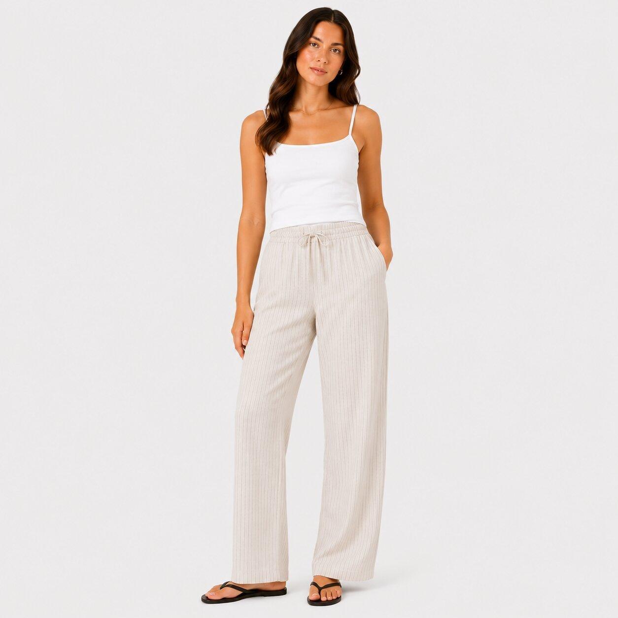 Stone - I Saw It First - Womens Striped Straight Leg Trousers - 2