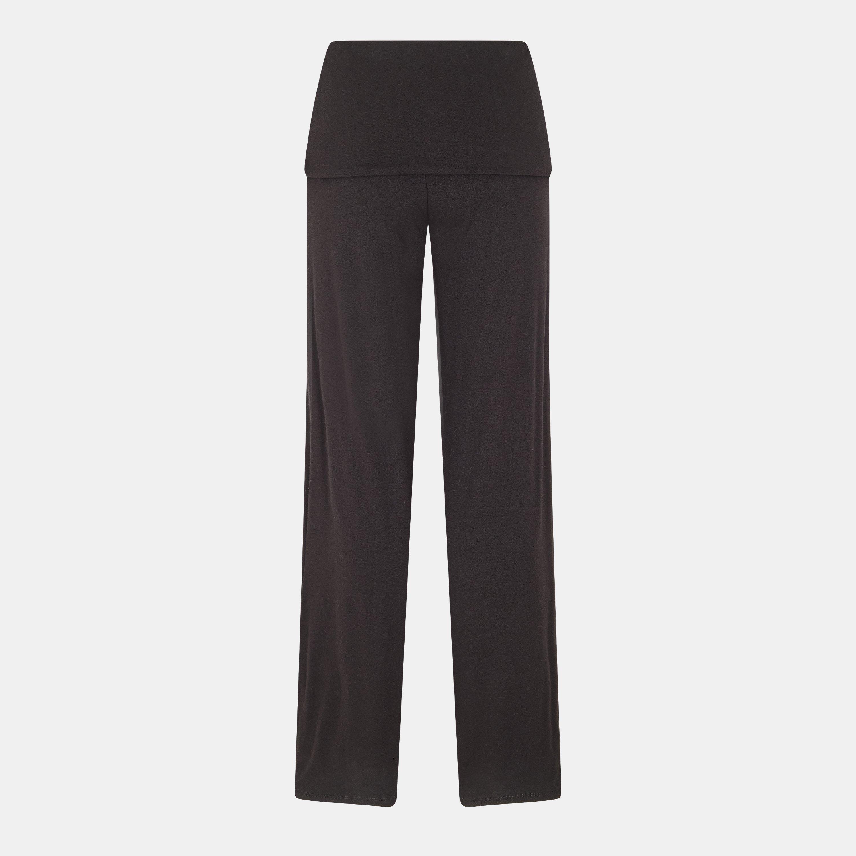 Black - Naked Wardrobe - Fold Over Wide Leg Pants - 2