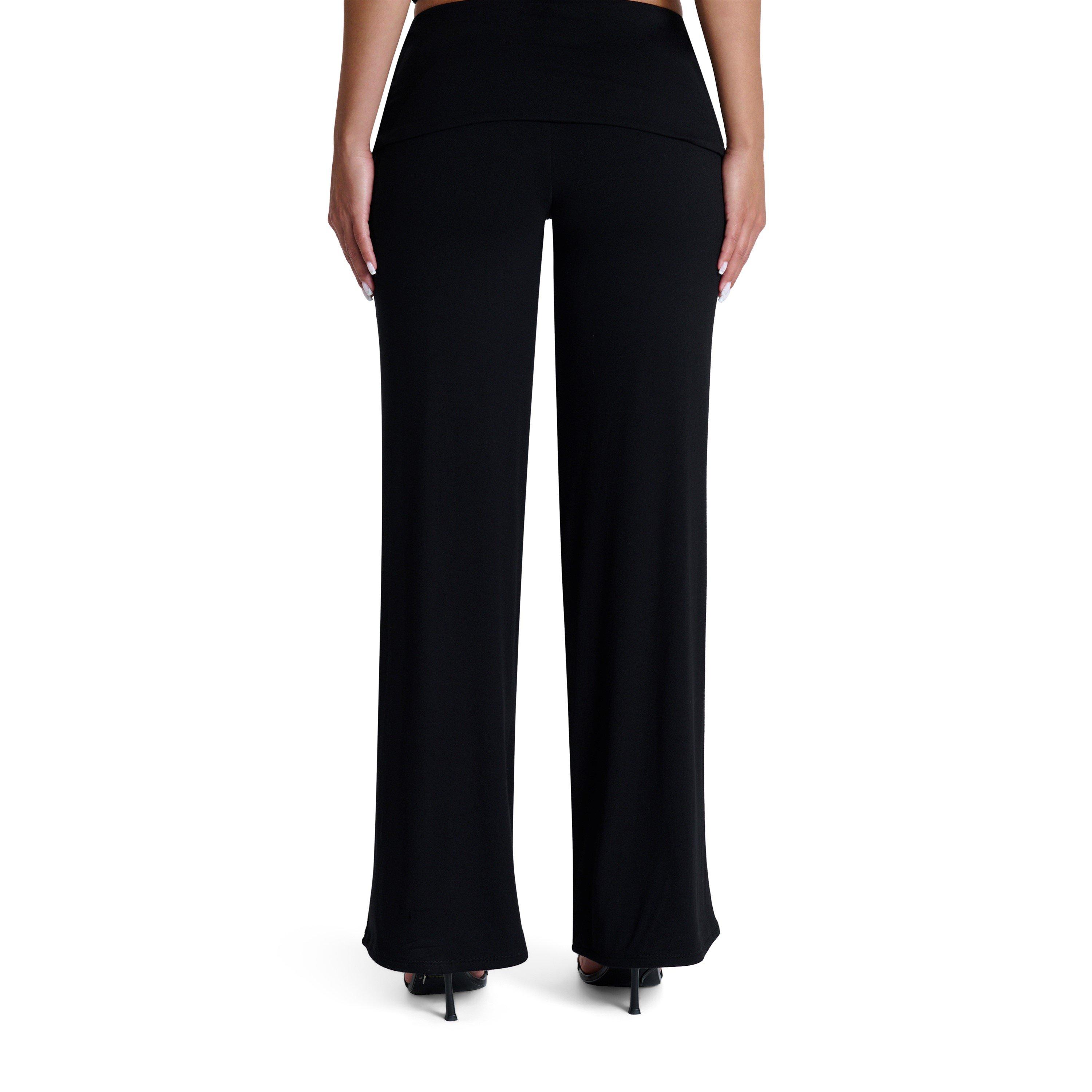 Black - Naked Wardrobe - Fold Over Wide Leg Pants - 3