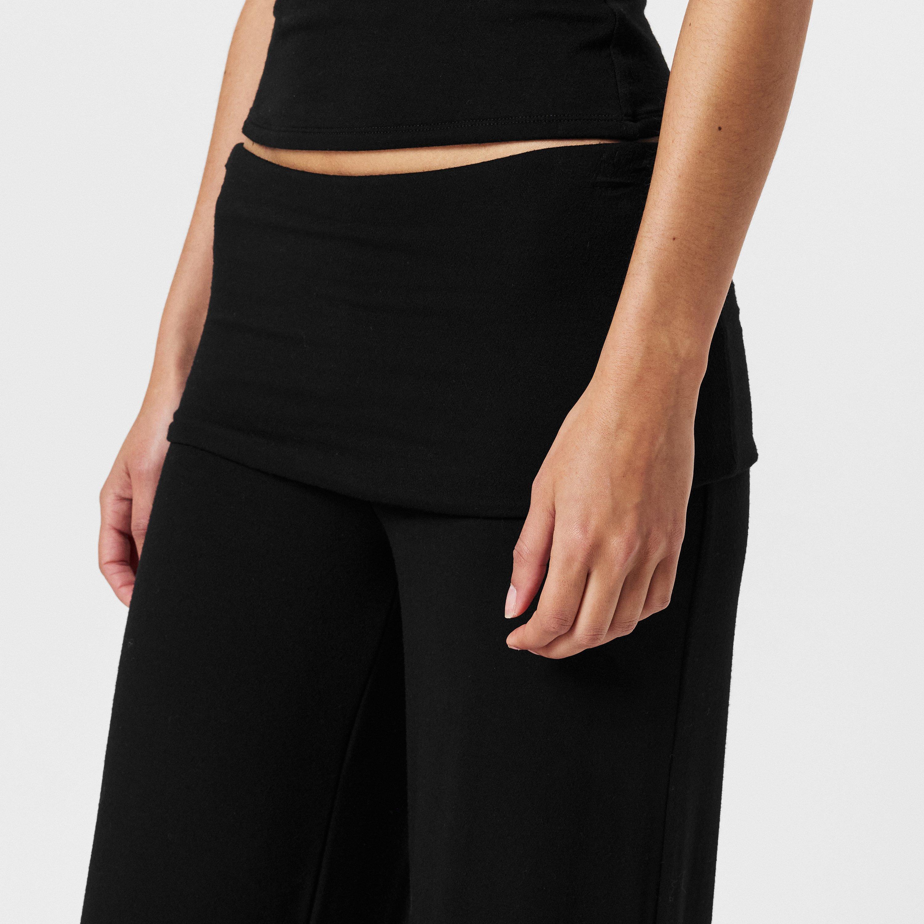Black - Naked Wardrobe - Fold Over Wide Leg Pants - 5