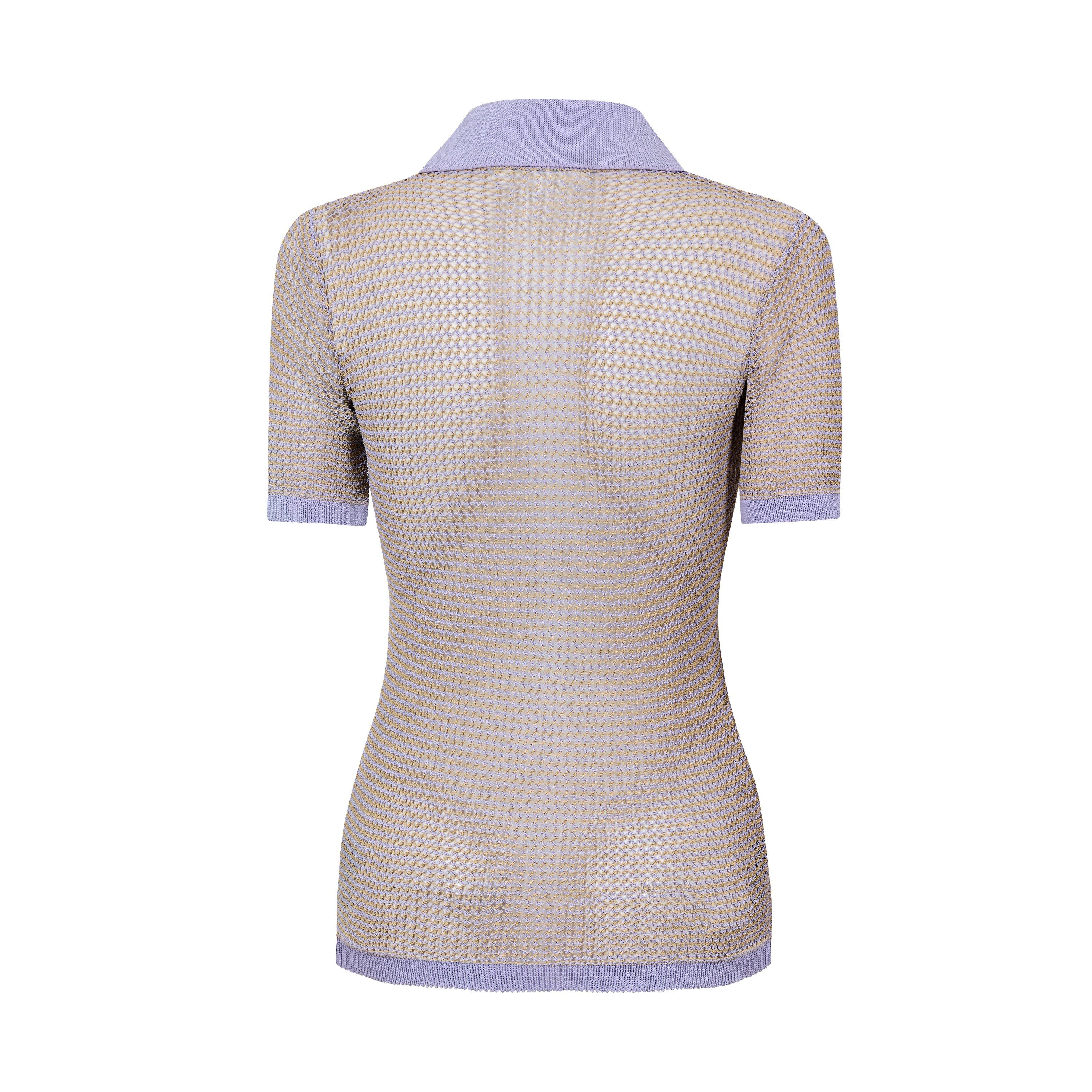 Wisteria/Cane - Bottega Veneta - Women's Short Sleeve Polo Shirt - 2