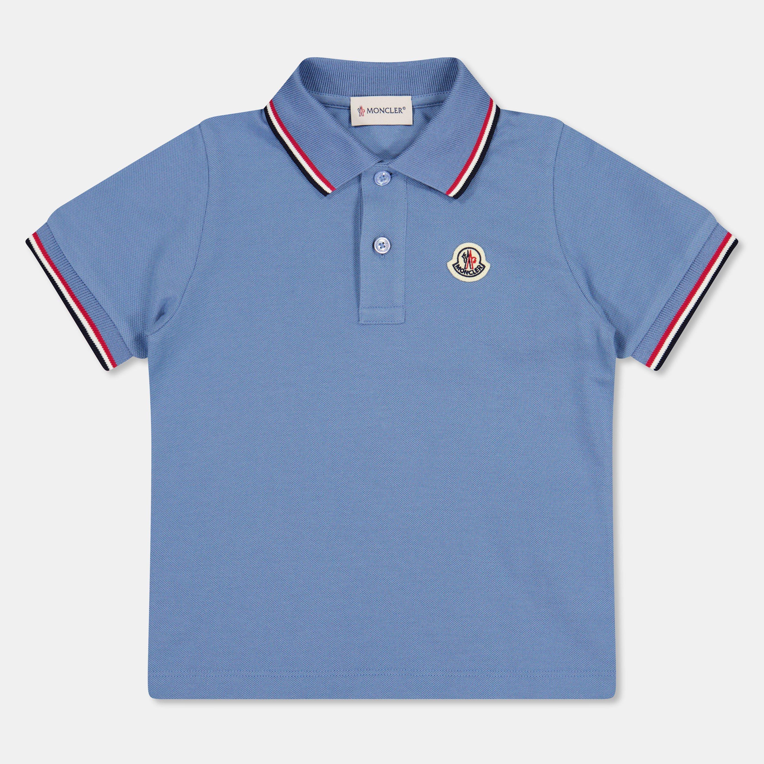 Moncler Kids' Boys Short Sleeve Polo Shirt - Light Blue 714 - Size 12Y