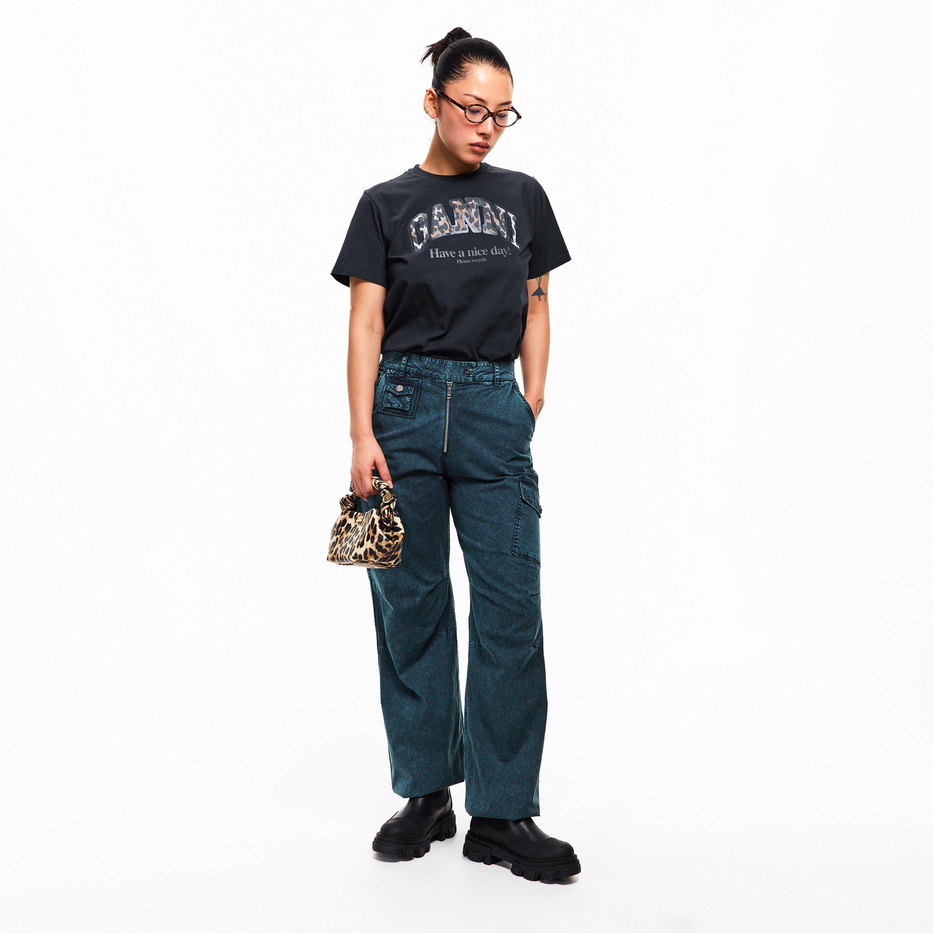 Sky Captain - Ganni - Women's Cotton Straight Leg Trousers - 6