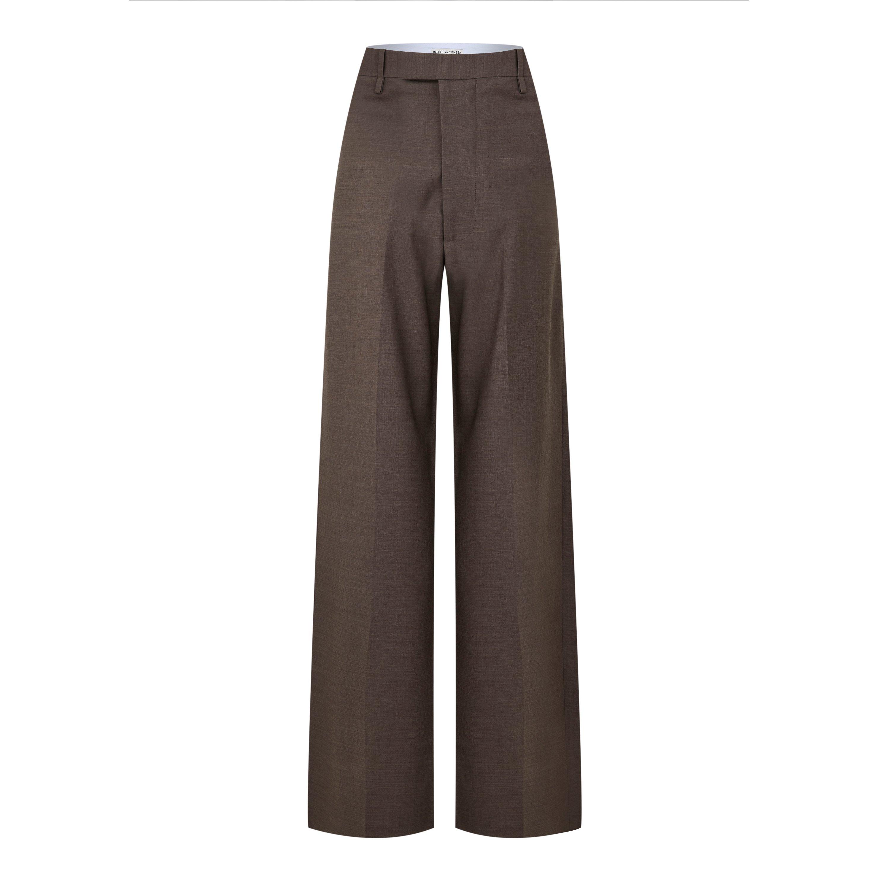 Brown Melange - Bottega Veneta - Women's Straight Trousers - 1