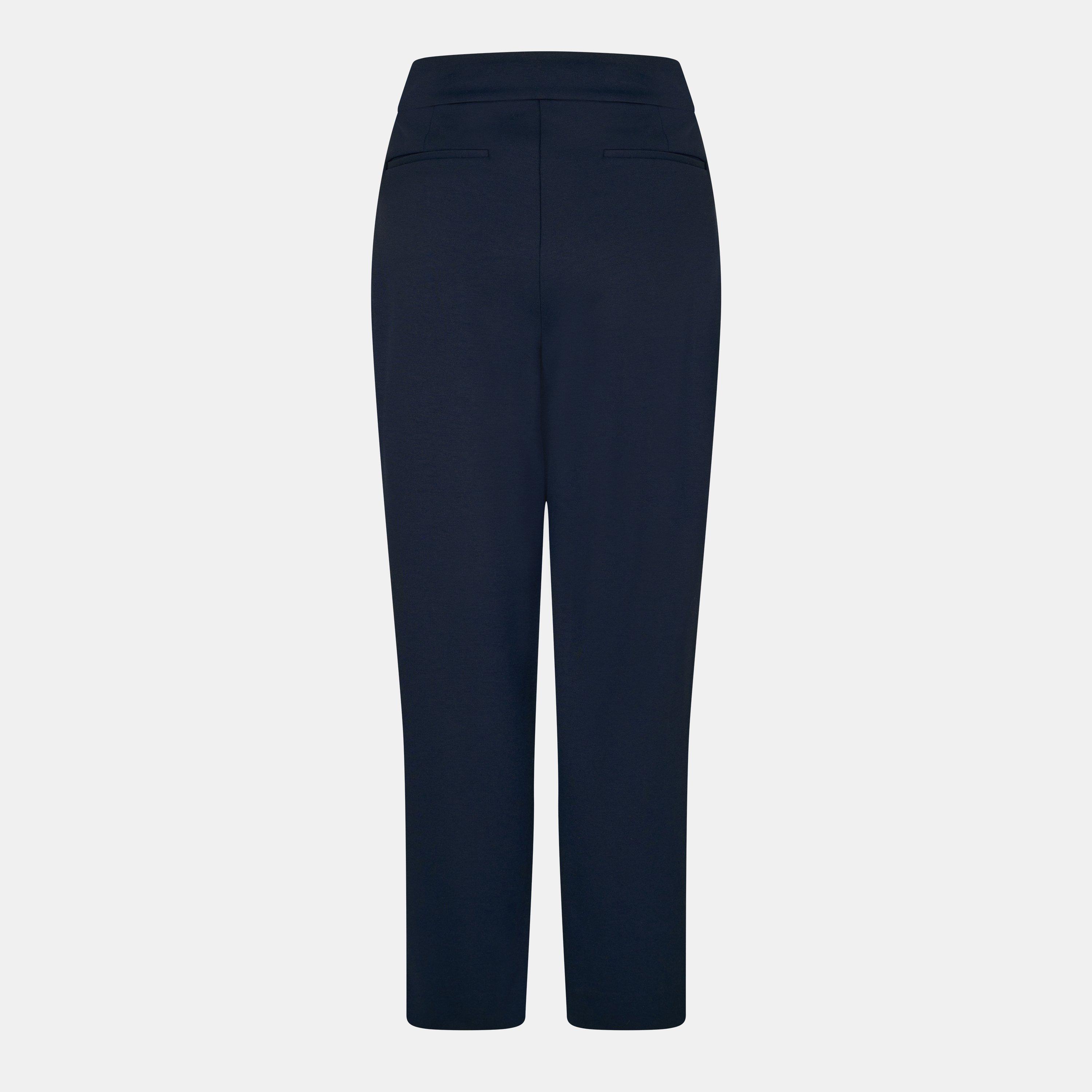 Lauren Navy - Lauren by Ralph Lauren - Women's Zinleah Real Leather Straight Leg Trousers - 2